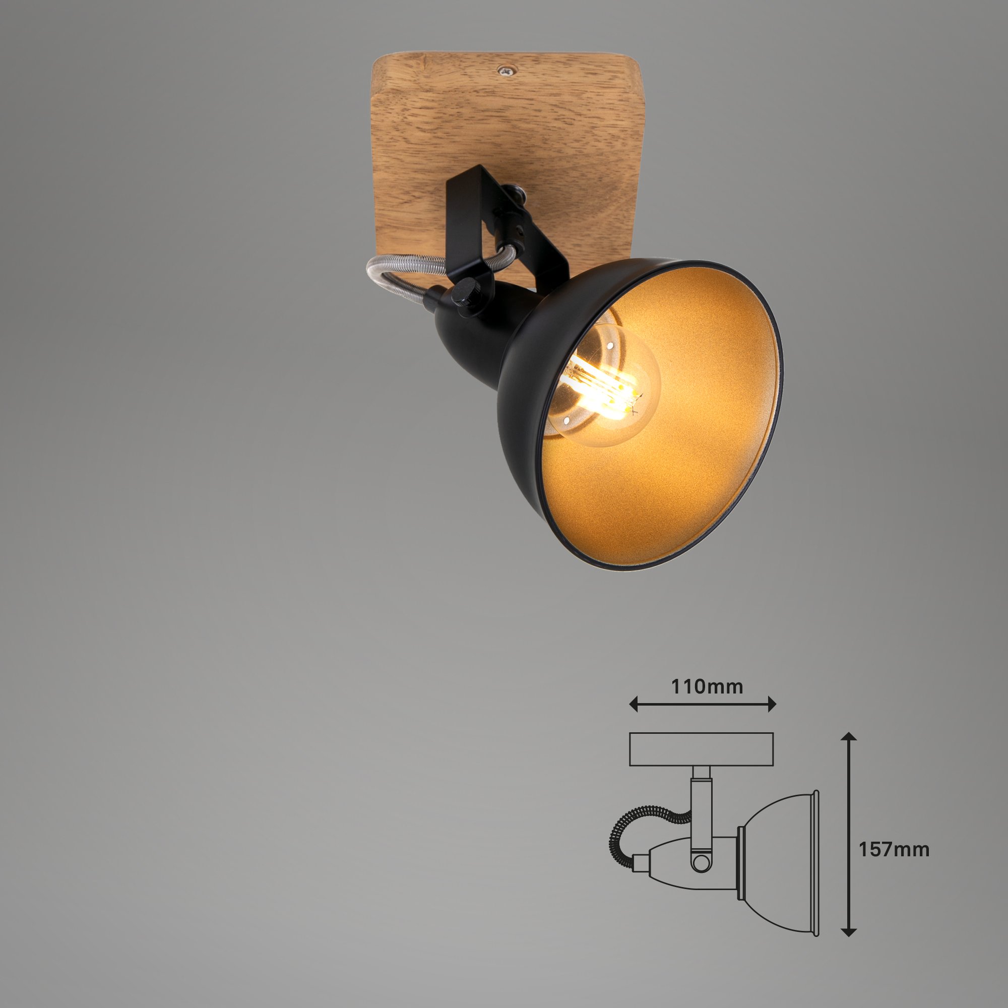 BRI 2901-015 Bodové svítidlo 15,7 cm 1x E14 25W černá - BRILONER (obrázek 7)