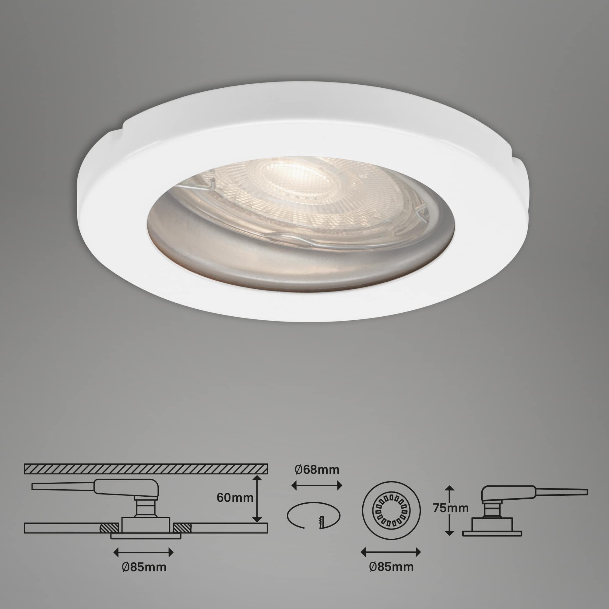 BRI 7181-036 3ks sada LED vestavné svítidlo, pr. 8,5 cm, 5 W, bílé - BRILONER (obrázek 6)