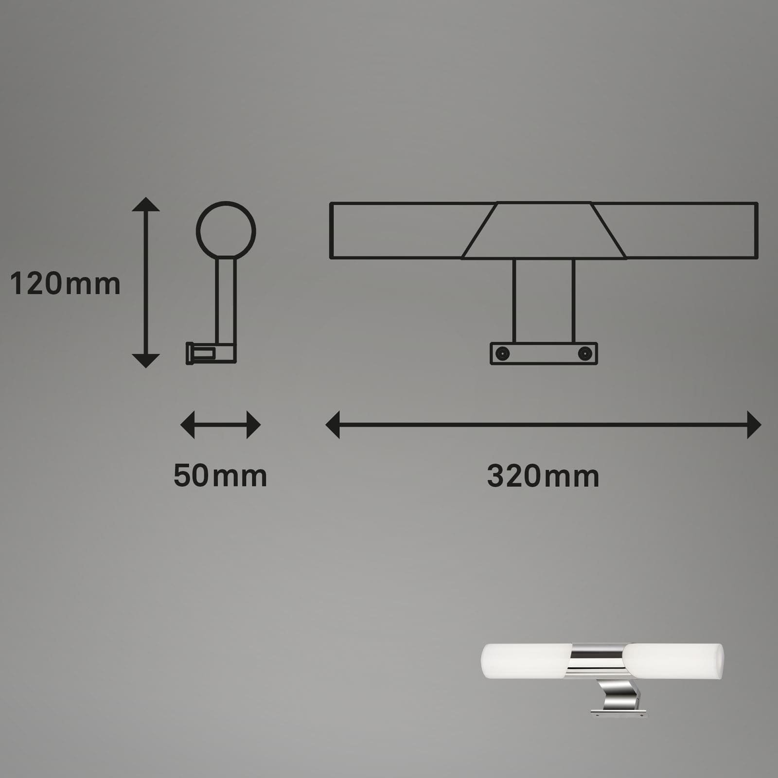 BRI 2113-018 LED koupelnové svítidlo k zrcadlu, 32 cm, LED modul, 7W, 800 lm, chrom - BRILONER (obrázek 5)