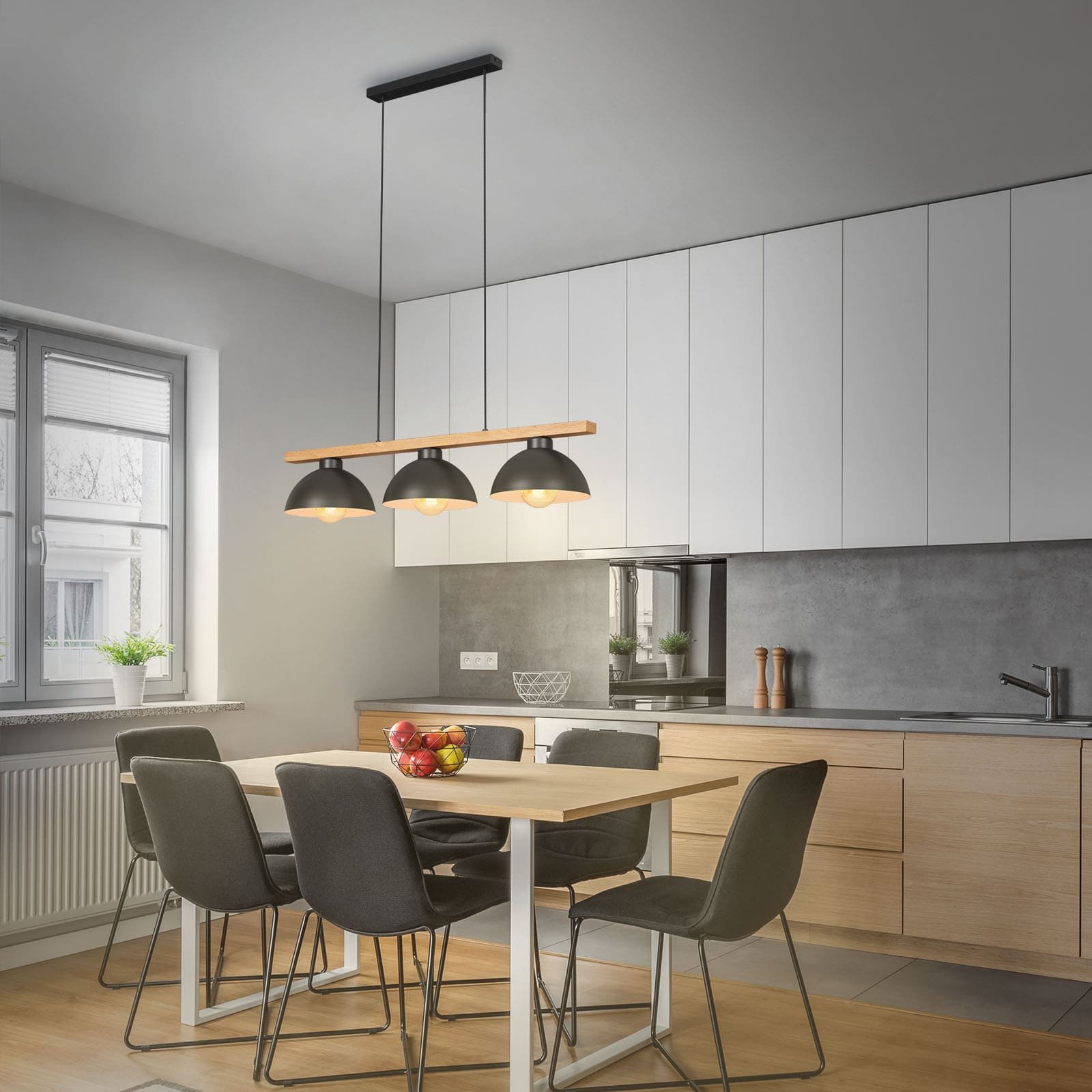BRILO 4046-035 Závěsné svítidlo, 98 cm, max. 40 W, černá-dřevo - BRILO (obrázek 3)