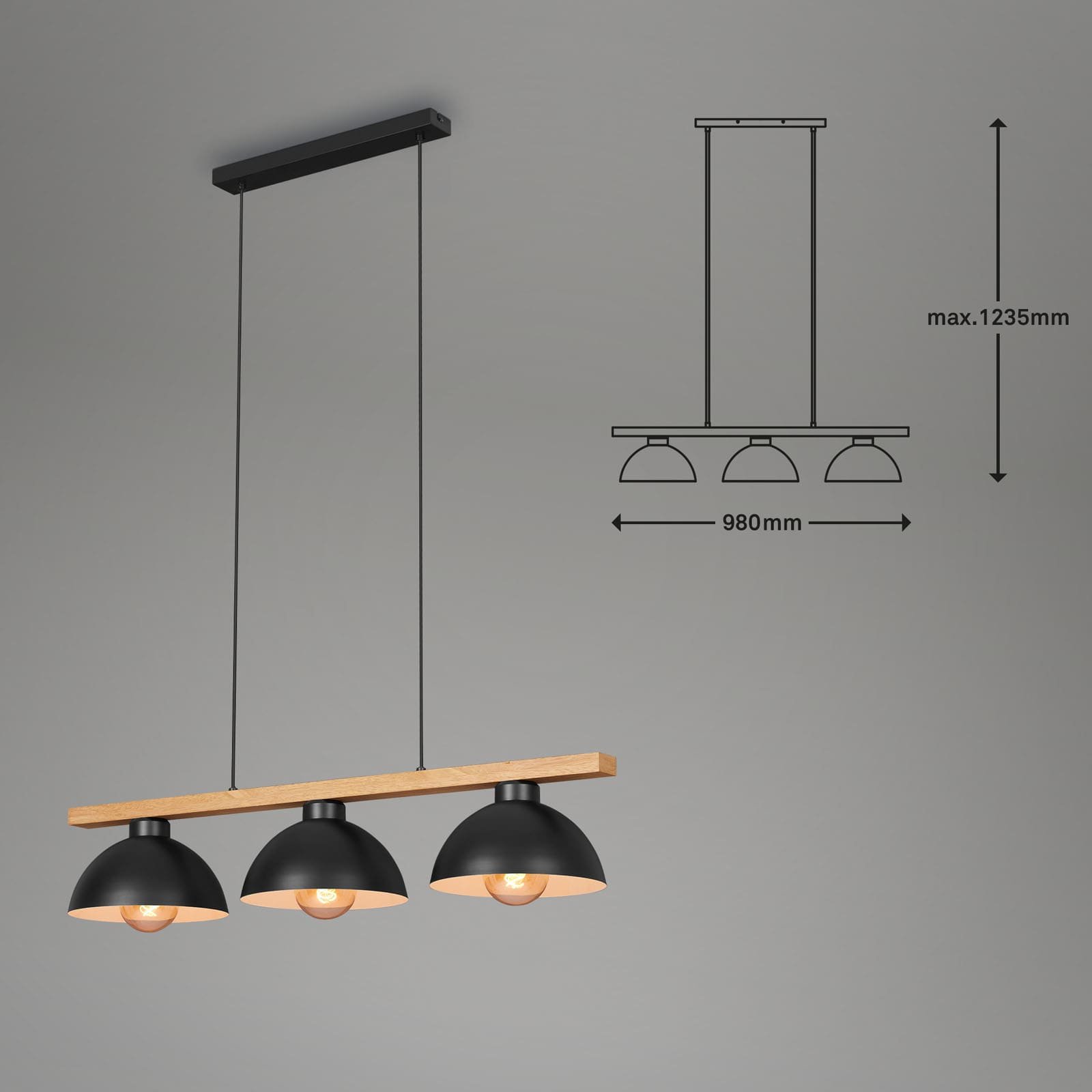 BRILO 4046-035 Závěsné svítidlo, 98 cm, max. 40 W, černá-dřevo - BRILO (obrázek 5)