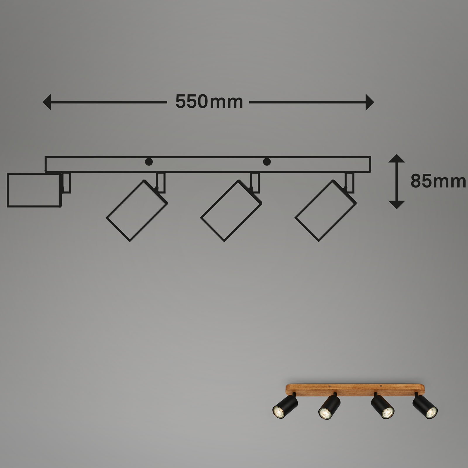 BRILO 2922-045 Bodové svítidlo 55 cm 4xGU10 max. 9W černá - BRILO (obrázek 5)