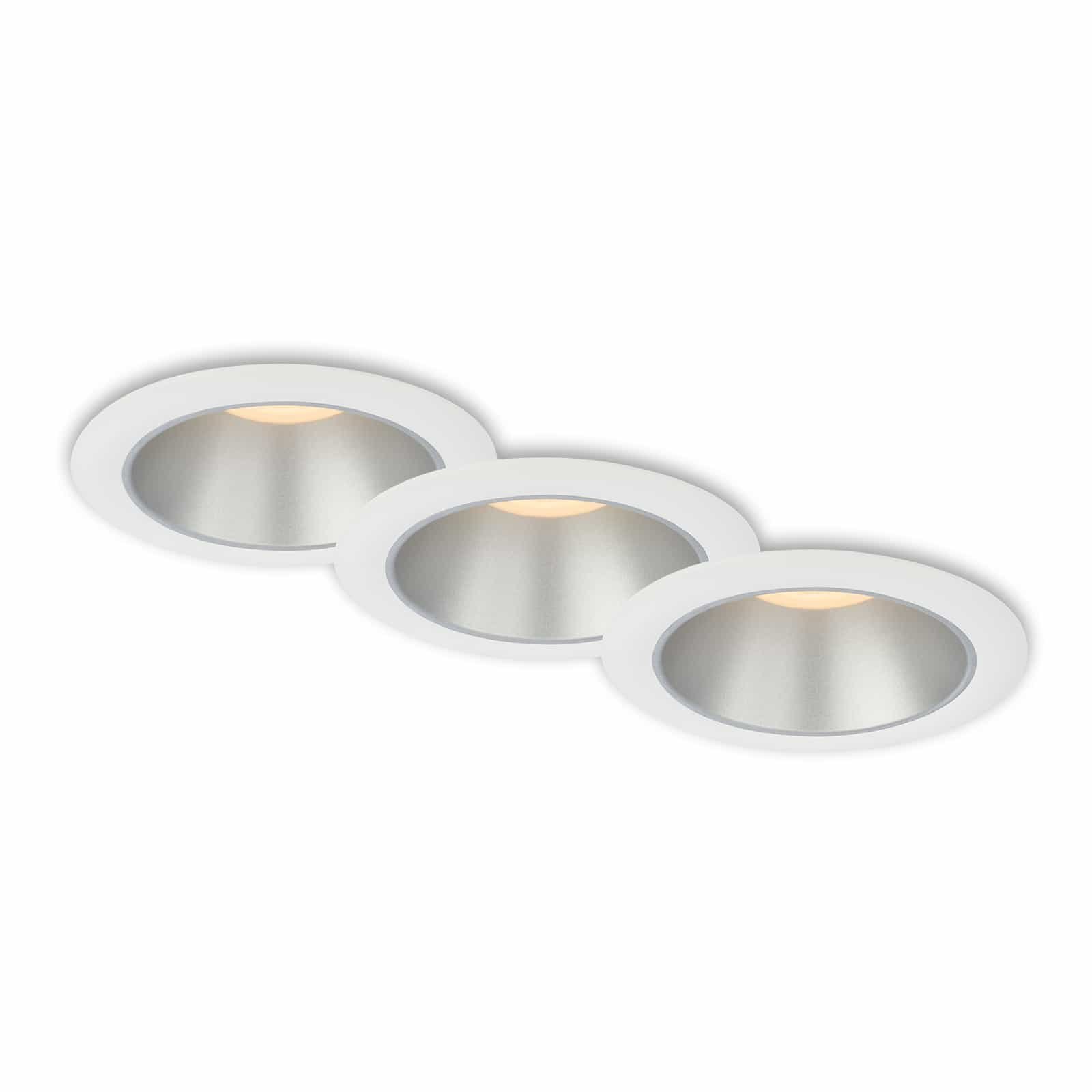 BRI 7041-036 LED vestavná svítidla sada, pr.9,5 cm, 3x LED, 4,9 W, 480 lm, bílé-stříbrná - BRILONER