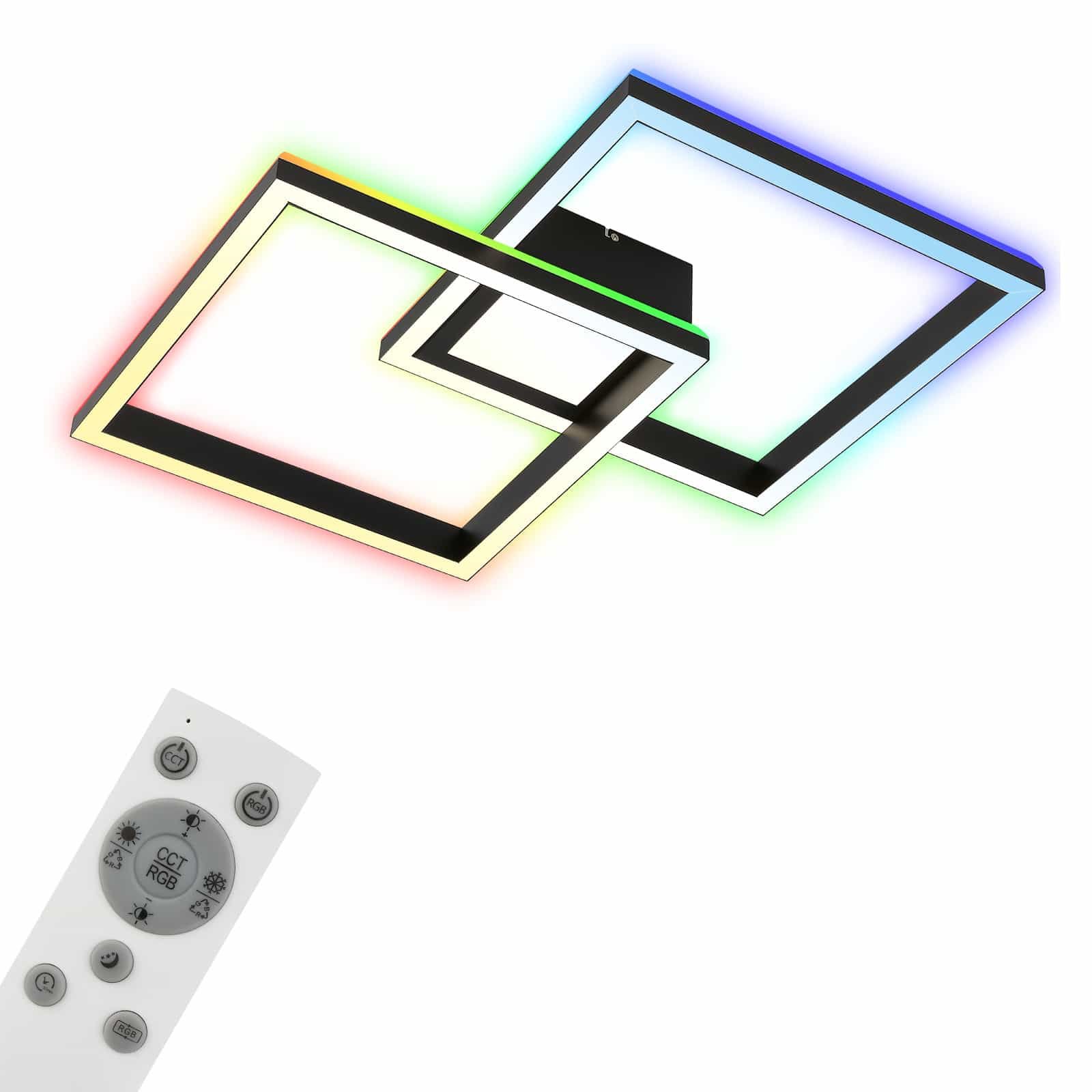 Levně BRILO 3755-015 RGB CCT LED stropní svítidlo, 59,7 cm, 44 W, 4400 lm, černá - BRILO