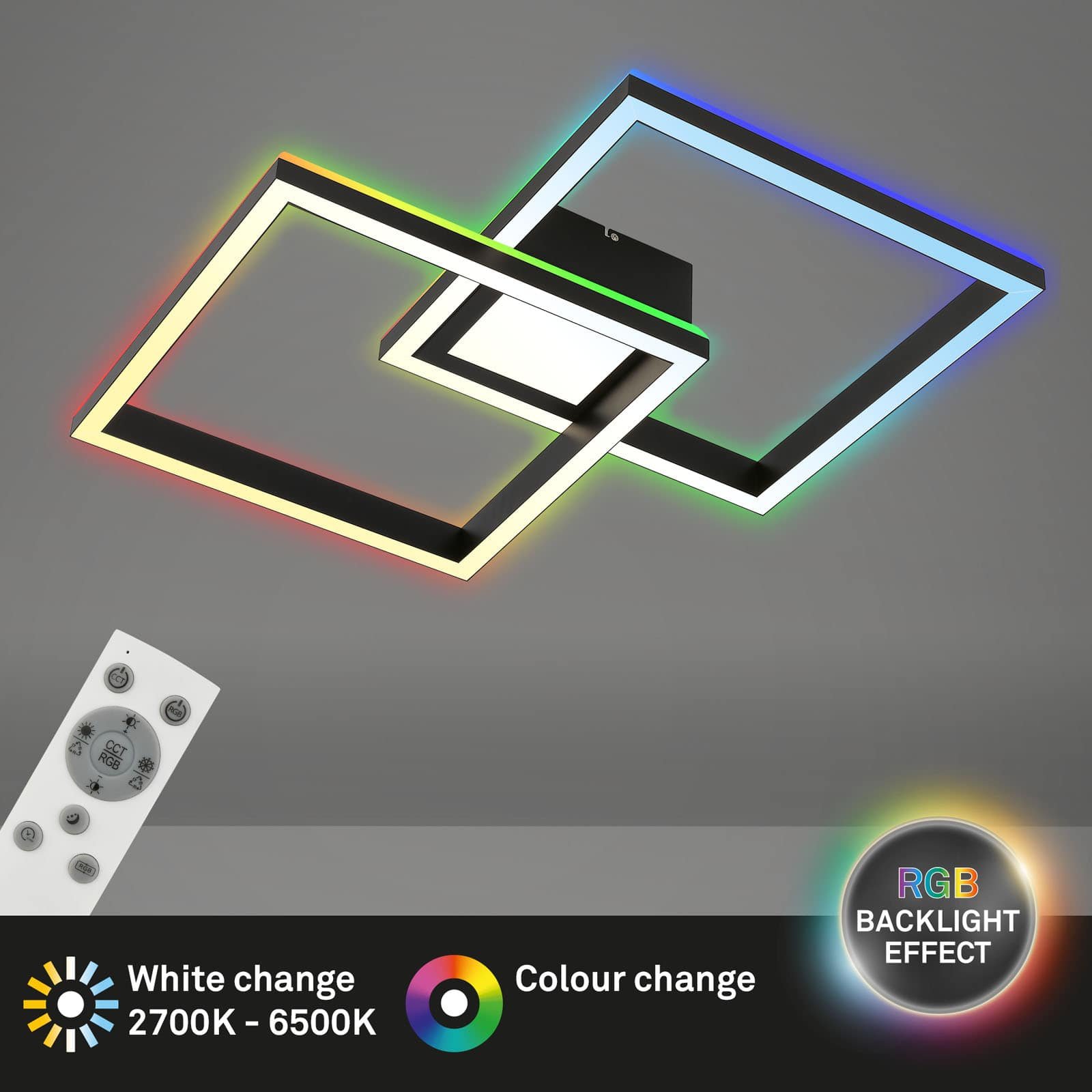 BRILO 3755-015 RGB CCT LED stropní svítidlo, 59,7 cm, 44 W, 4400 lm, černá - BRILO (obrázek 3)
