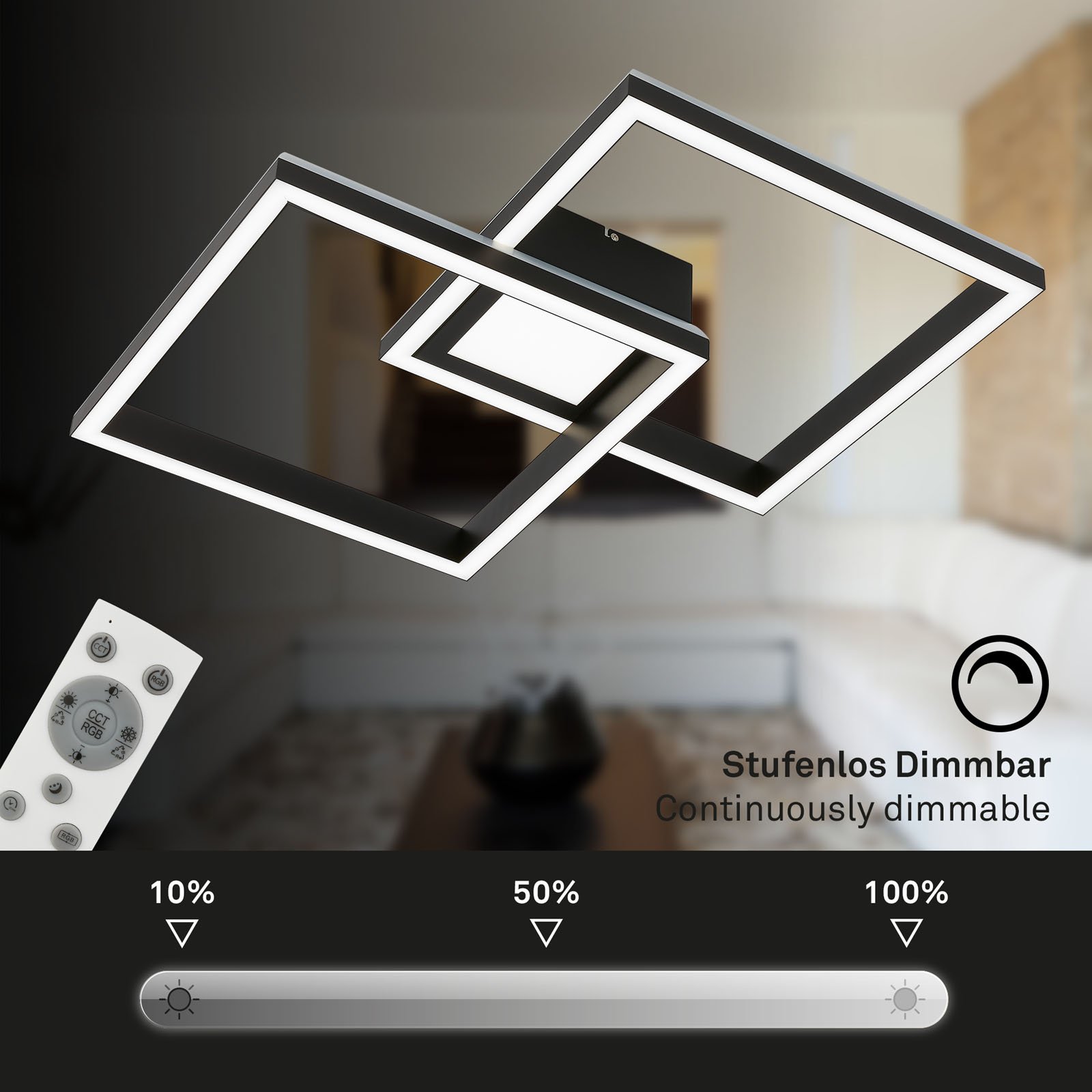 BRILO 3755-015 RGB CCT LED stropní svítidlo, 59,7 cm, 44 W, 4400 lm, černá - BRILO (obrázek 5)