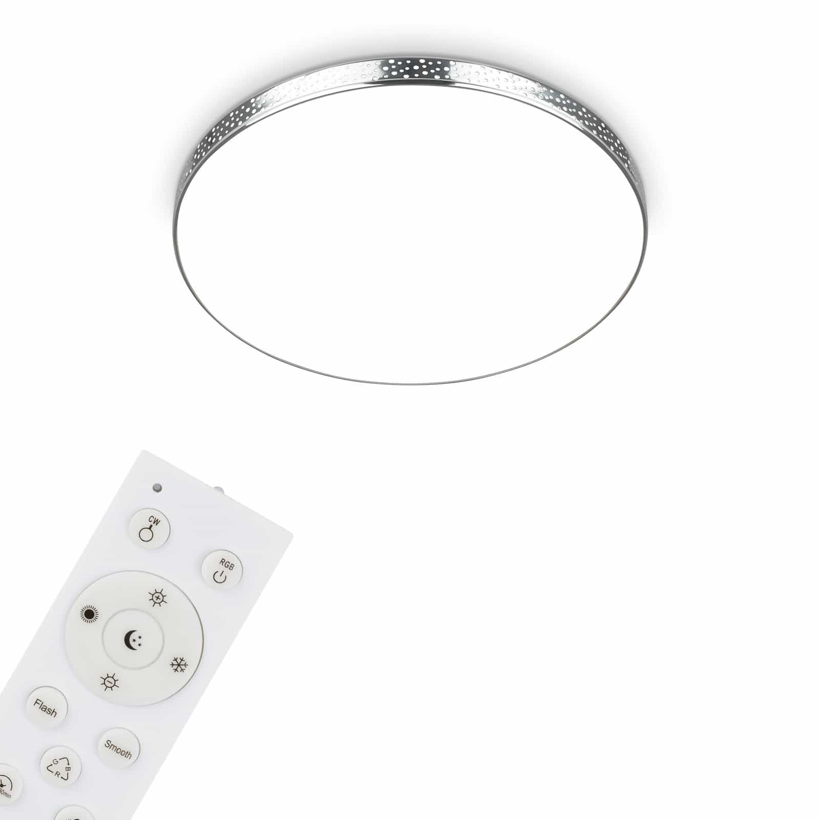 Levně BRILO 3679-018 RGB-CCT LED stropní svítidlo, pr. 35,5 cm, 18W, 1850 lm, chrom - BRILO