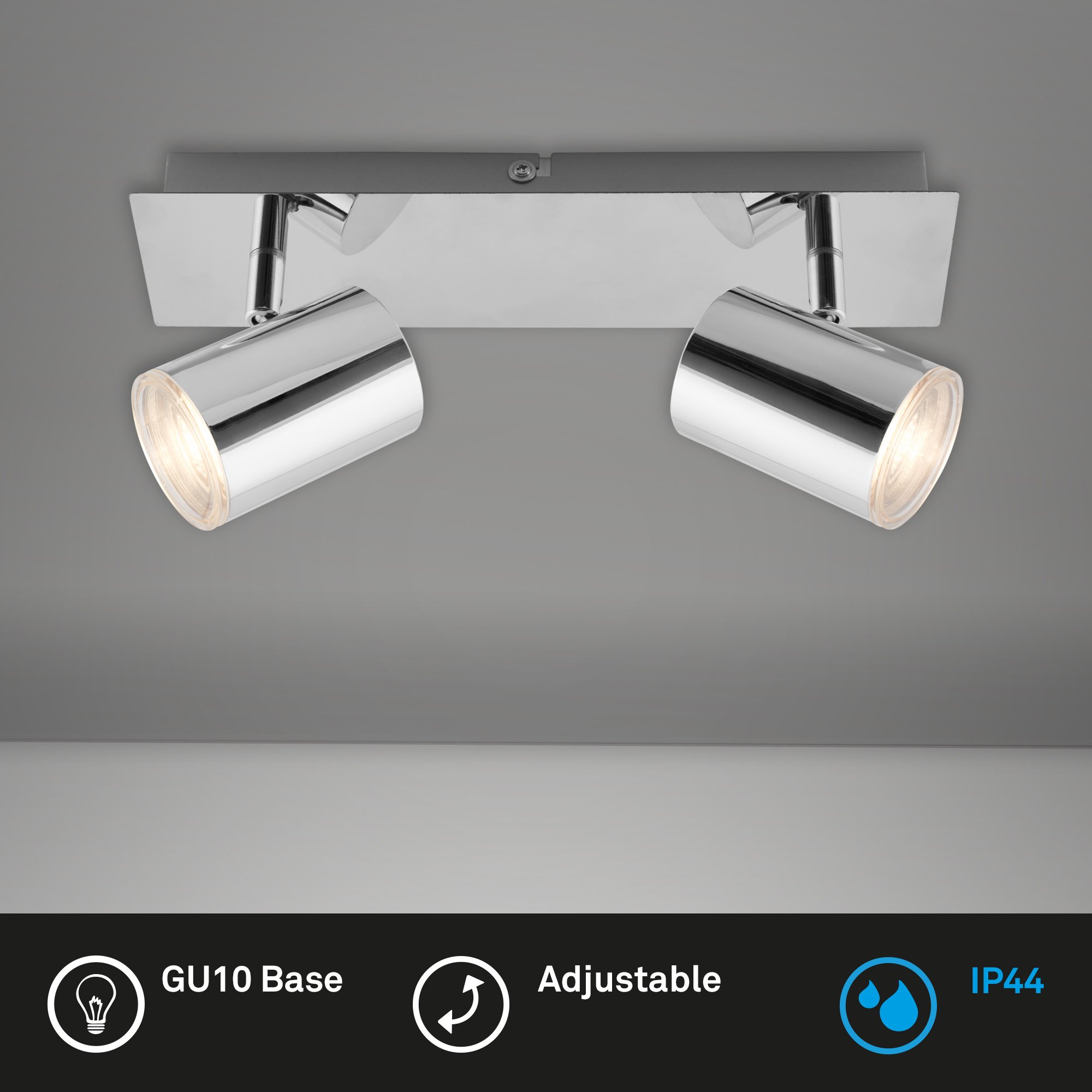 BRI 2731-028 LED bodové svítidlo 29 cm 2xGU10 max. 5W chrom - BRILONER (obrázek 2)