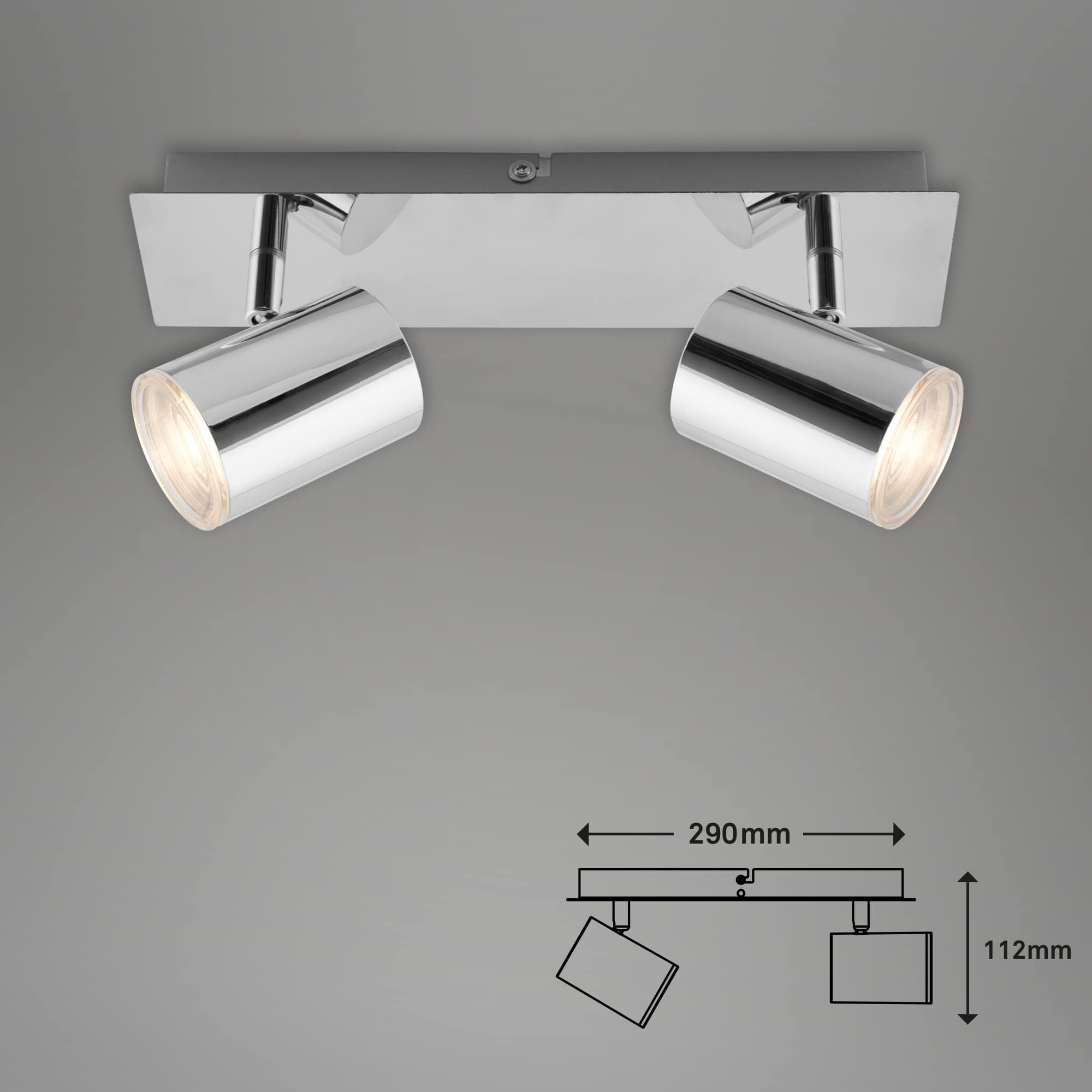 BRI 2731-028 LED bodové svítidlo 29 cm 2xGU10 max. 5W chrom - BRILONER (obrázek 5)