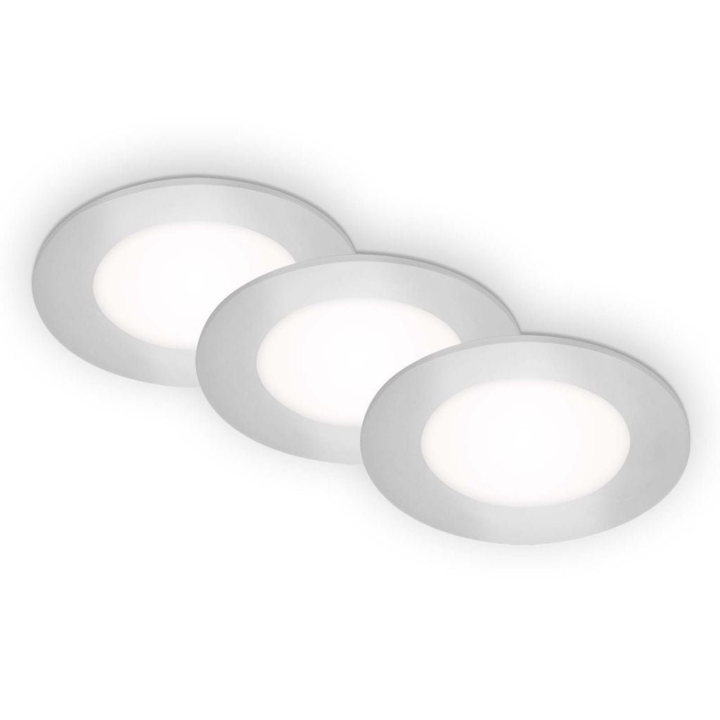 BRI 7057434 LED vestavná svítidla 3ks sada, pr.8,6 cm, 3x LED, 3 W, 350 lm, matný chrom (starý kód: BRI 7057-434) - BRILONER