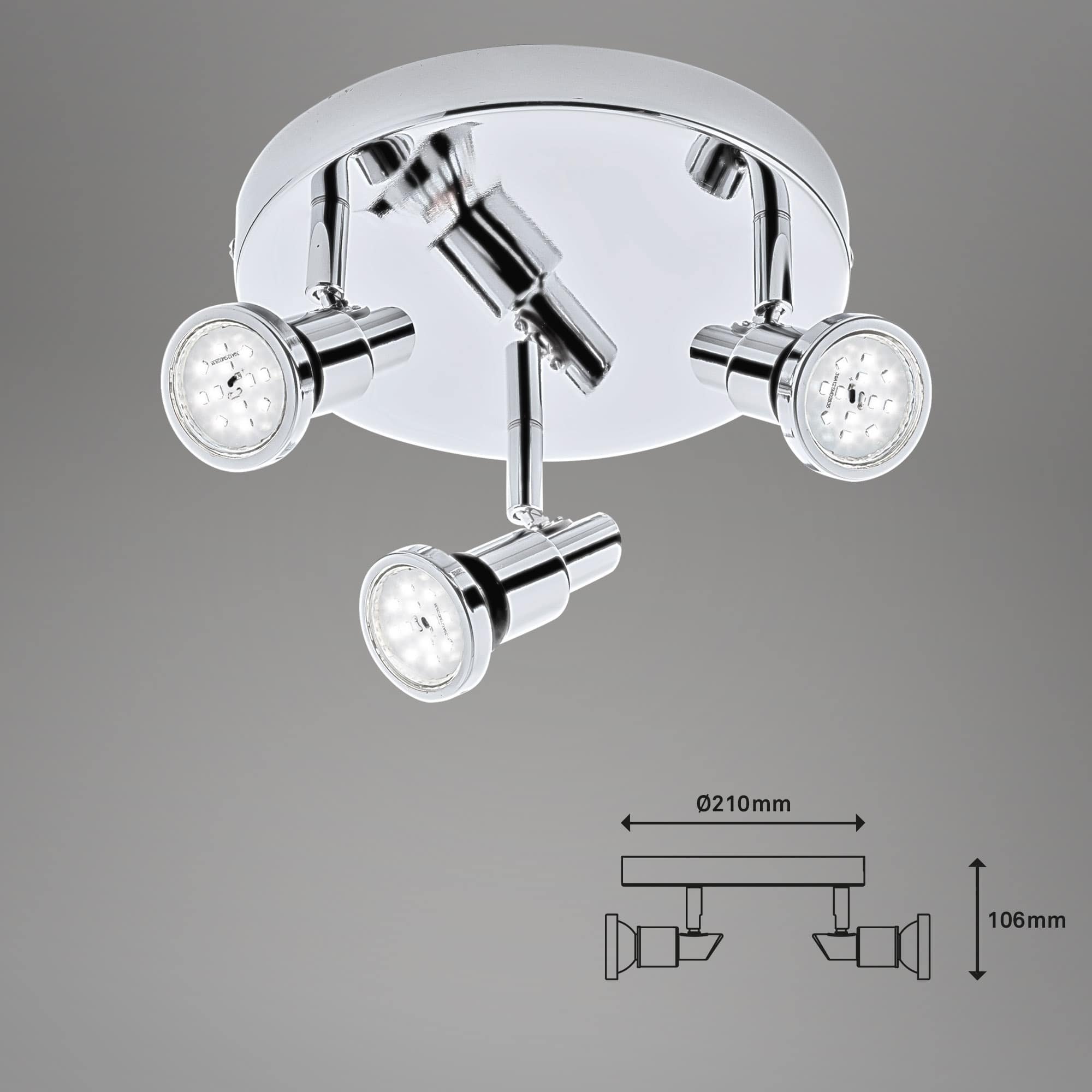 BRI 2992-038R LED bodové svítidlo pr. 21 cm 3xGU10 4,8W 400lm chrom - BRILONER (obrázek 7)
