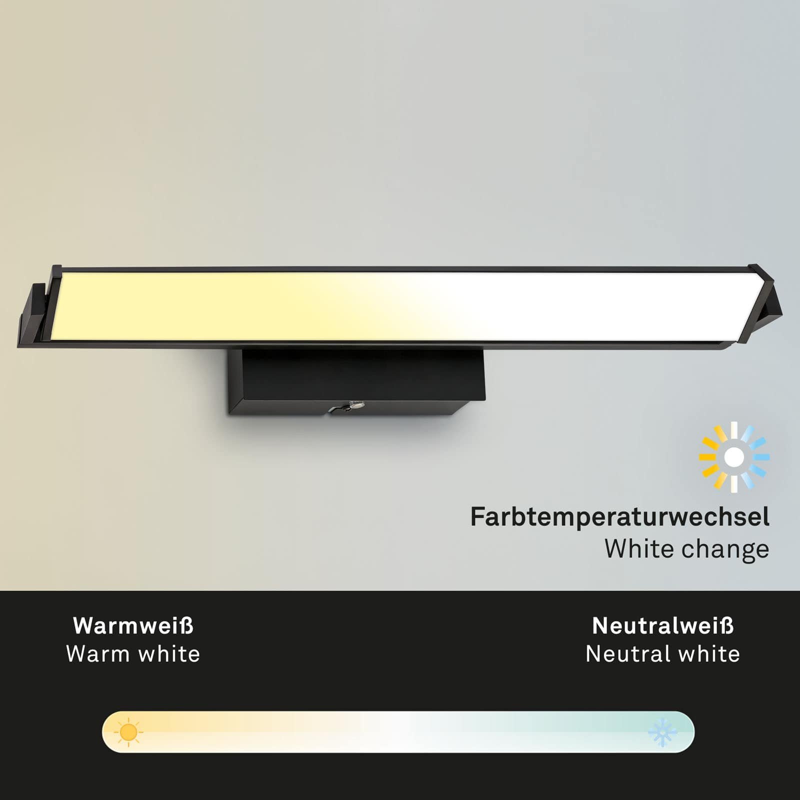 BRILO 3723-015 LED nástěnné svítidlo, s CCT svítidlo LED panel, stmívatelné 52,5 cm, 15 W, černá - BRILO (obrázek 3)