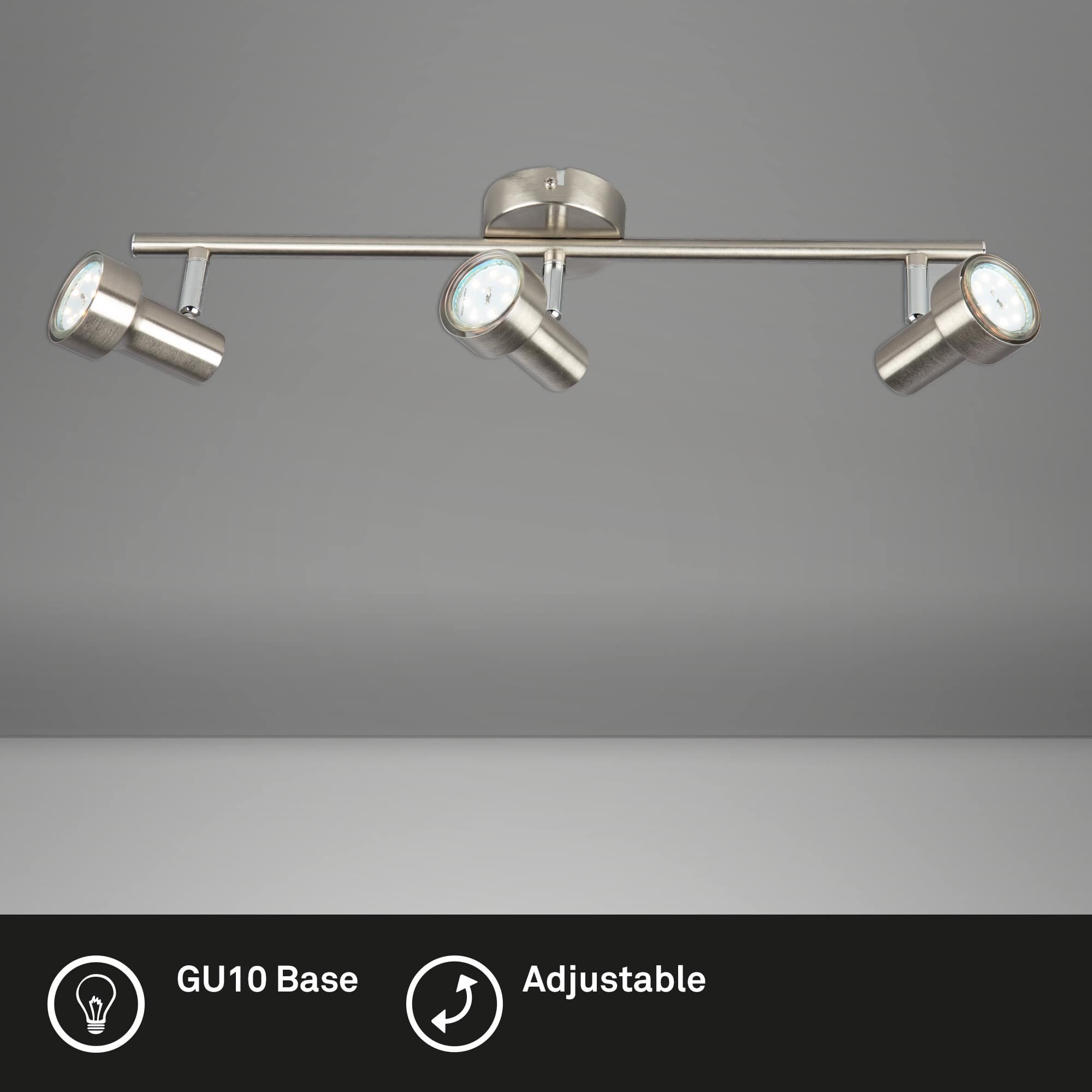 BRI 2843-032 Bodové svítidlo 48 cm 3xGU10 9W 750lm matný nikl - BRILONER (obrázek 2)