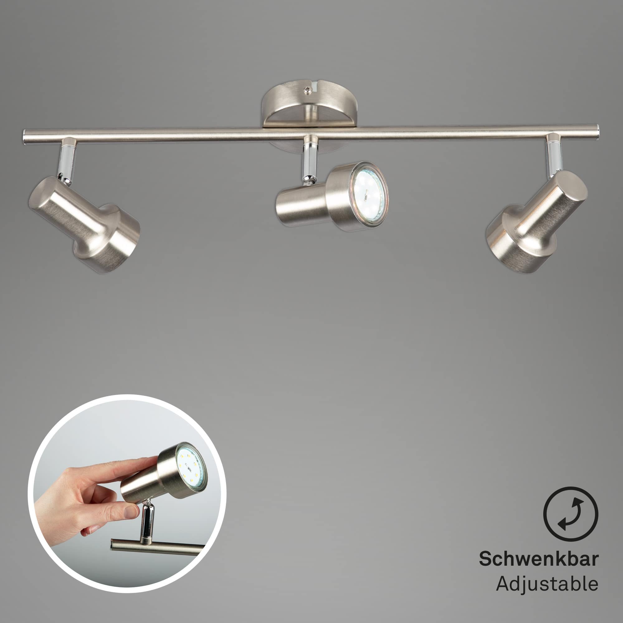 BRI 2843-032 Bodové svítidlo 48 cm 3xGU10 9W 750lm matný nikl - BRILONER (obrázek 3)