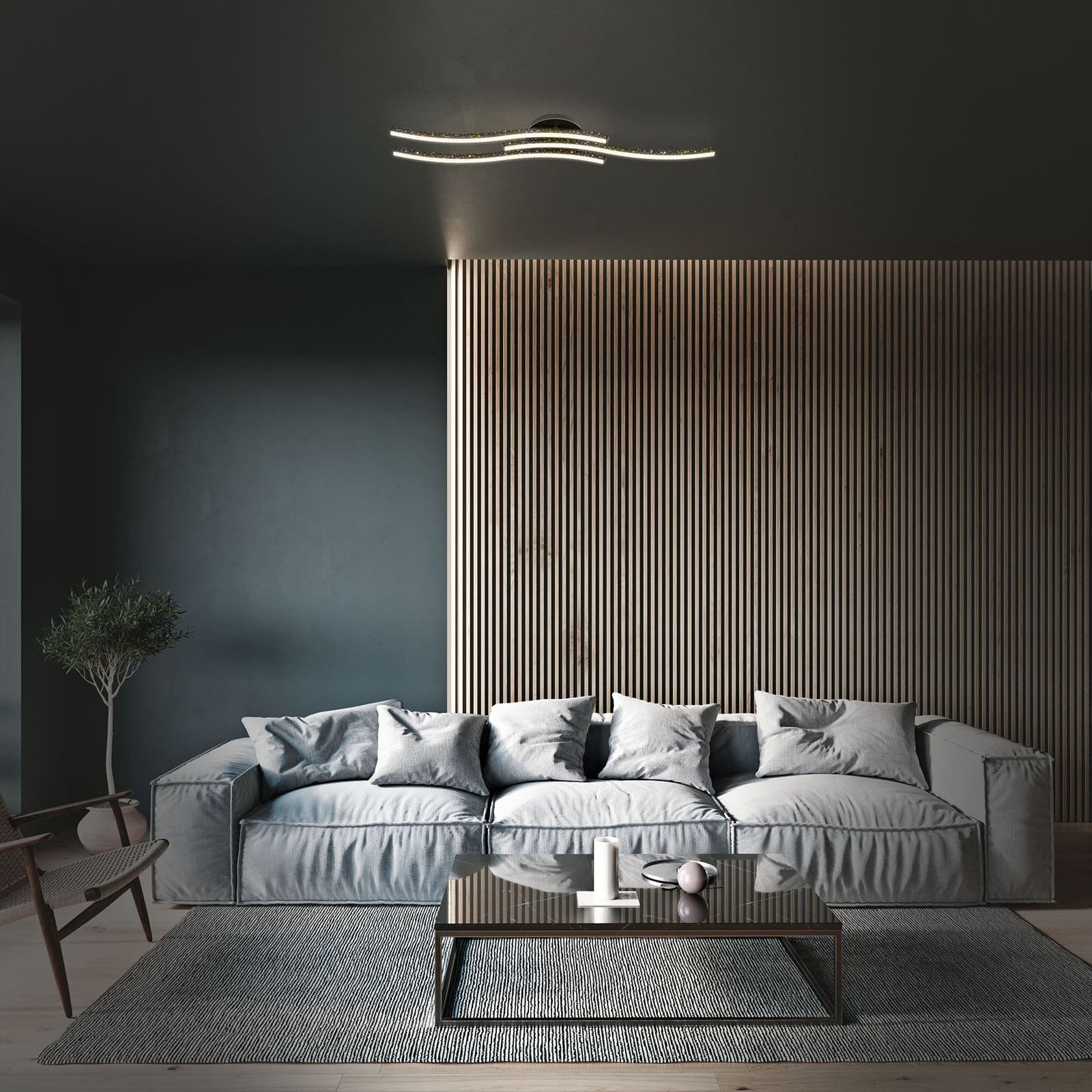 BRILO 3718-035 LED nástěnné a stropní svítidlo, 80,5 cm, 19 W, 700 lm, černá - BRILO (obrázek 3)