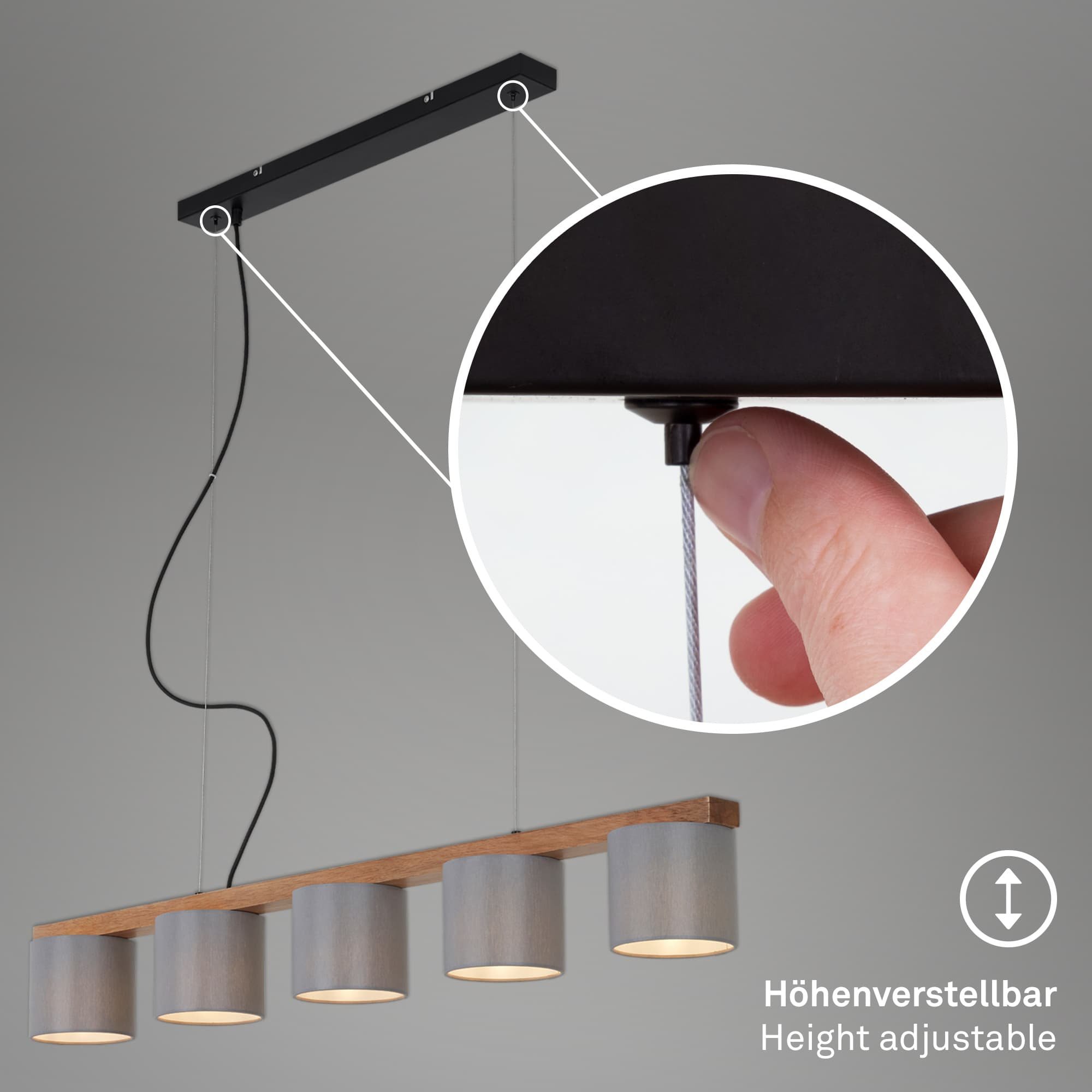 BRI 4075-054 Závěsné svítidlo, 110 cm, max. 25 W, šedá - BRILONER (obrázek 5)