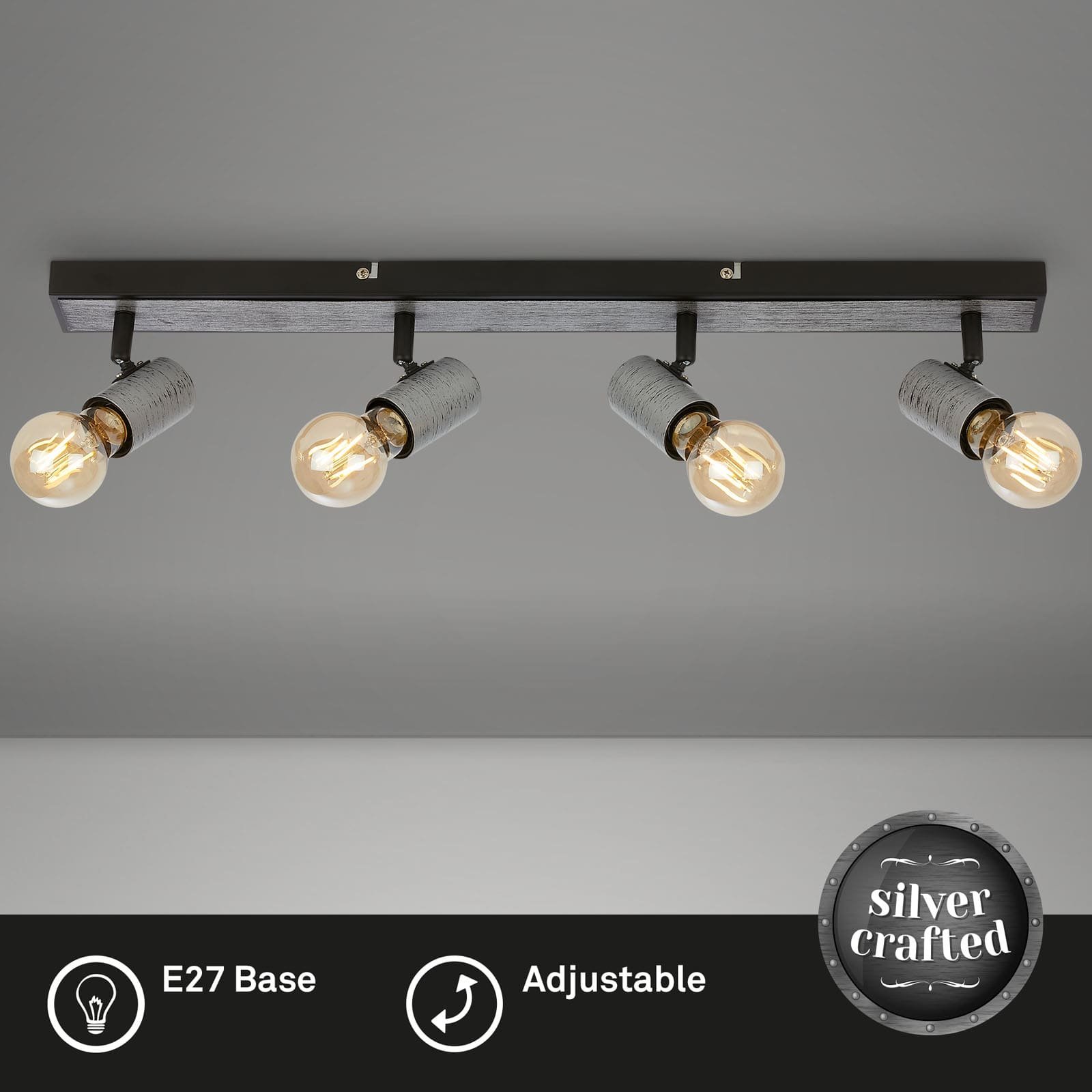 BRI 2222-044 Bodové svítidlo 63 cm 4x E27 max. 60W antická stříbrná - BRILONER (obrázek 2)
