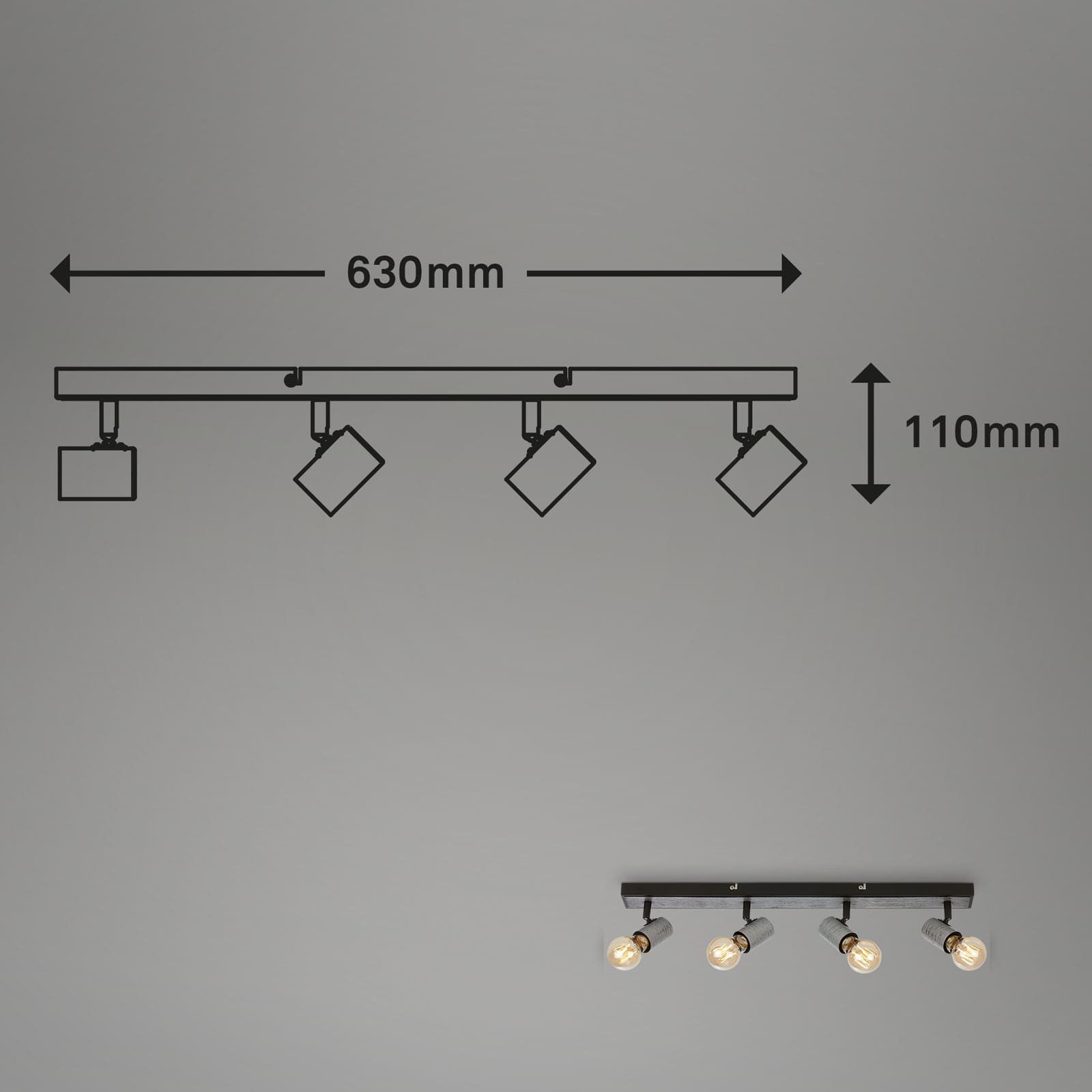 BRI 2222-044 Bodové svítidlo 63 cm 4x E27 max. 60W antická stříbrná - BRILONER (obrázek 5)