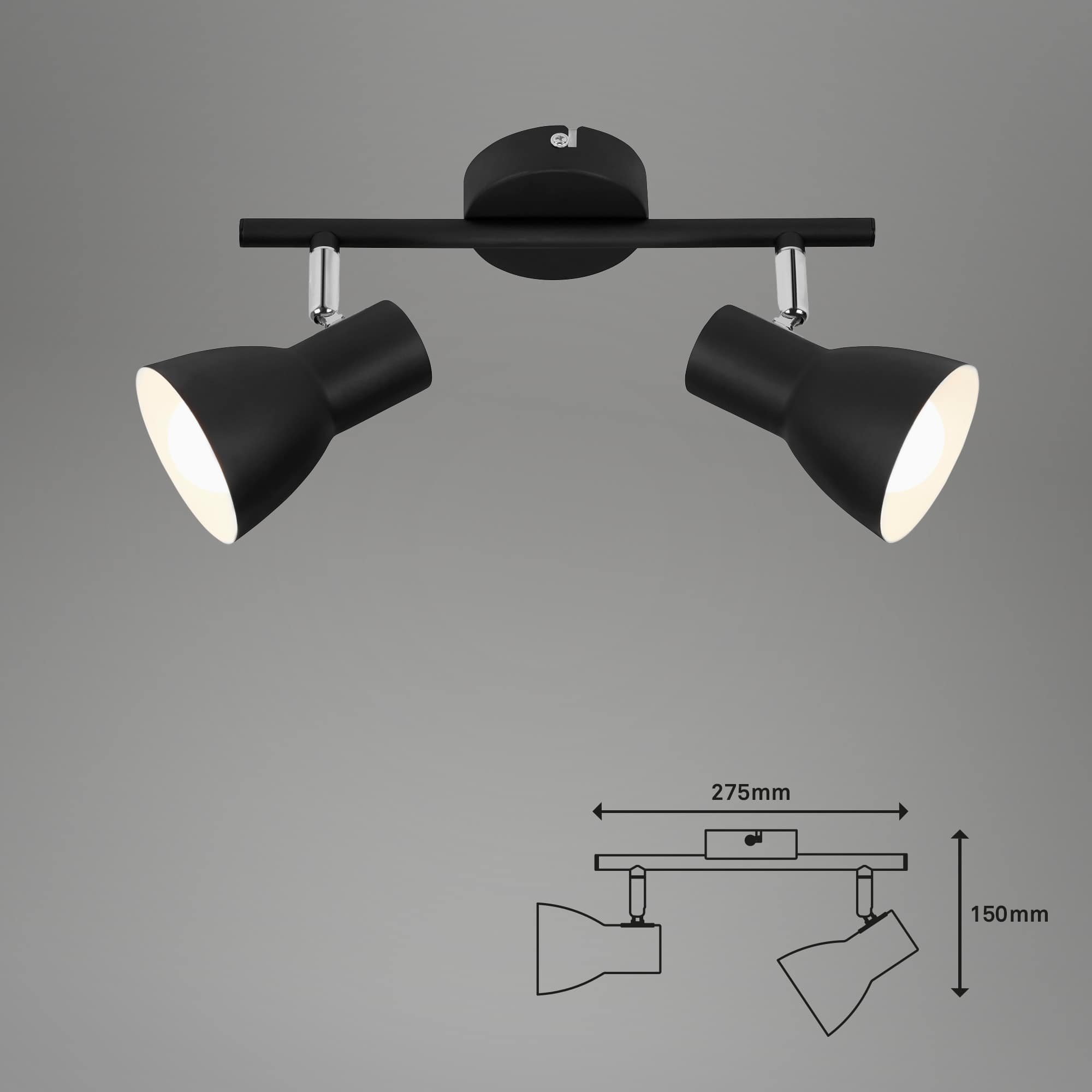 BRI 2860-025 Bodové svítidlo 27,5 cm 2x E14 25W černá - BRILONER (obrázek 6)