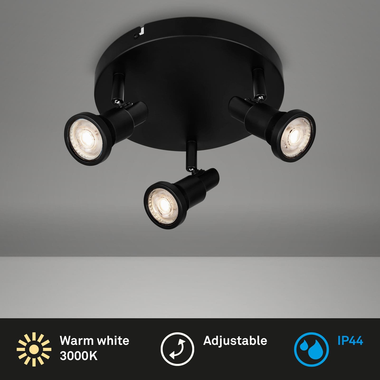 BRI 2992-035R LED bodové svítidlo pr. 21 cm 3xGU10 4,8W 400lm černá - BRILONER (obrázek 3)