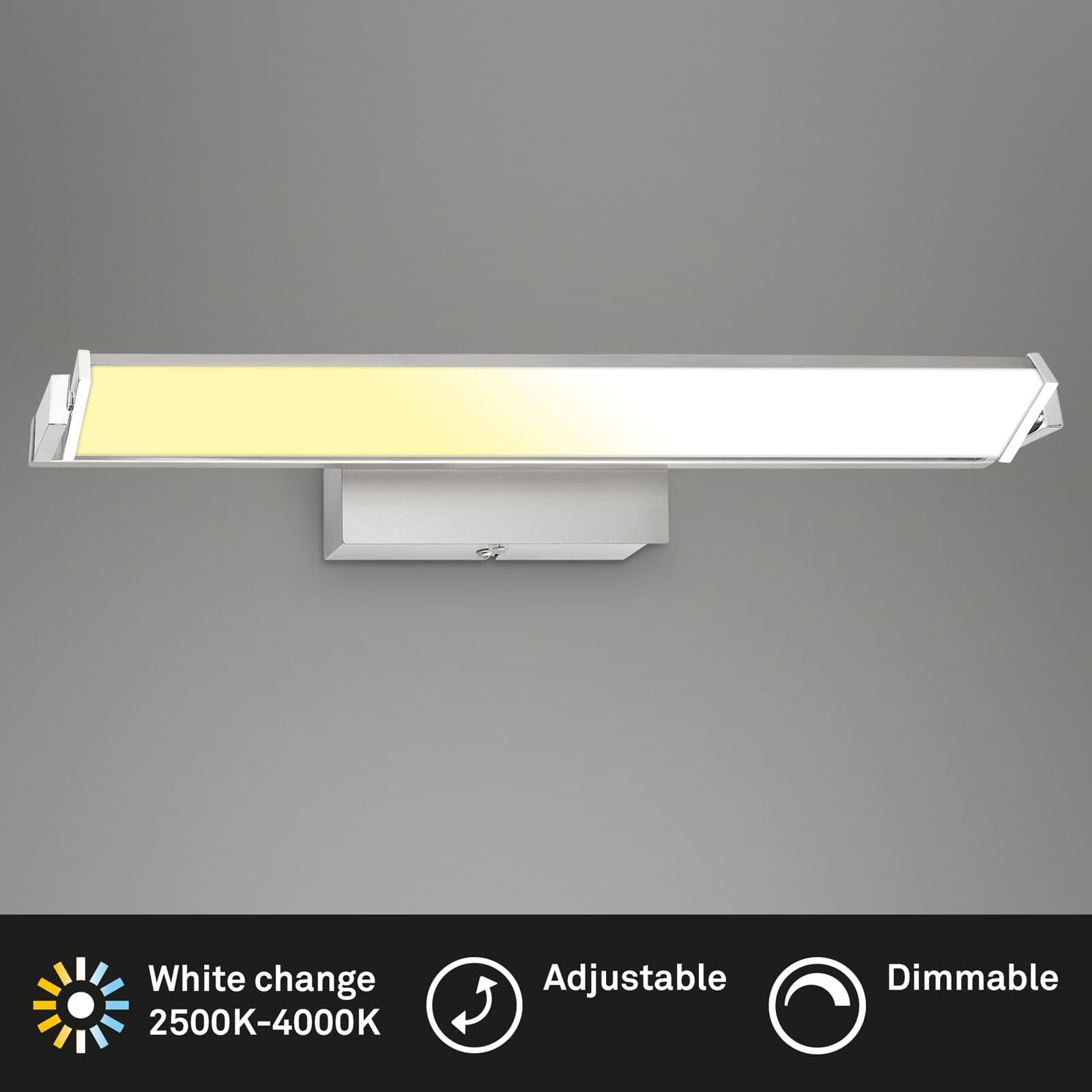 BRILO 3723-012 LED nástěnné svítidlo, s CCT svítidlo LED panel, stmívatelné 52,5 cm, 15 W, matný nikl-chrom - BRILO (obrázek 2)