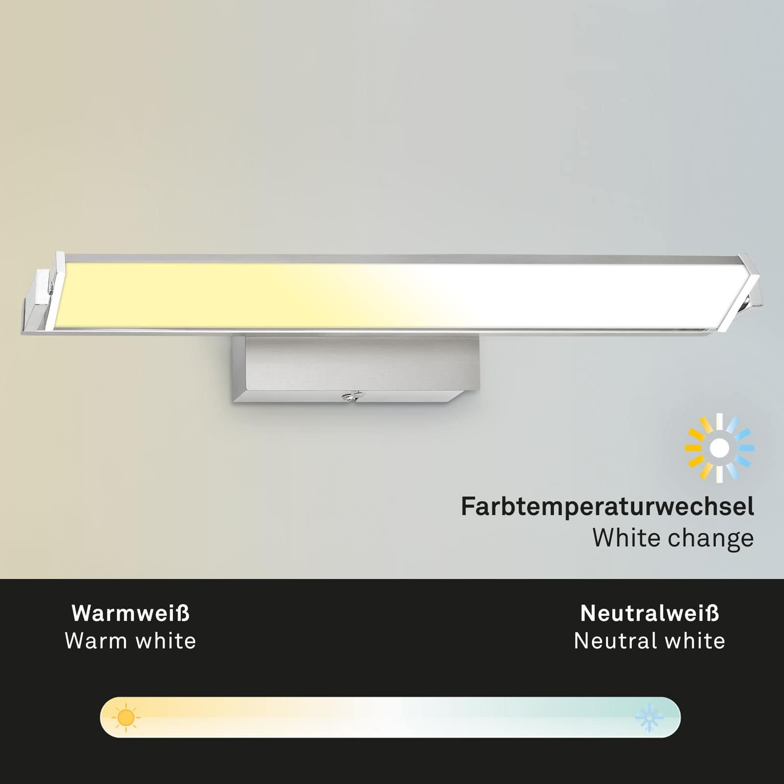 BRILO 3723-012 LED nástěnné svítidlo, s CCT svítidlo LED panel, stmívatelné 52,5 cm, 15 W, matný nikl-chrom - BRILO (obrázek 3)