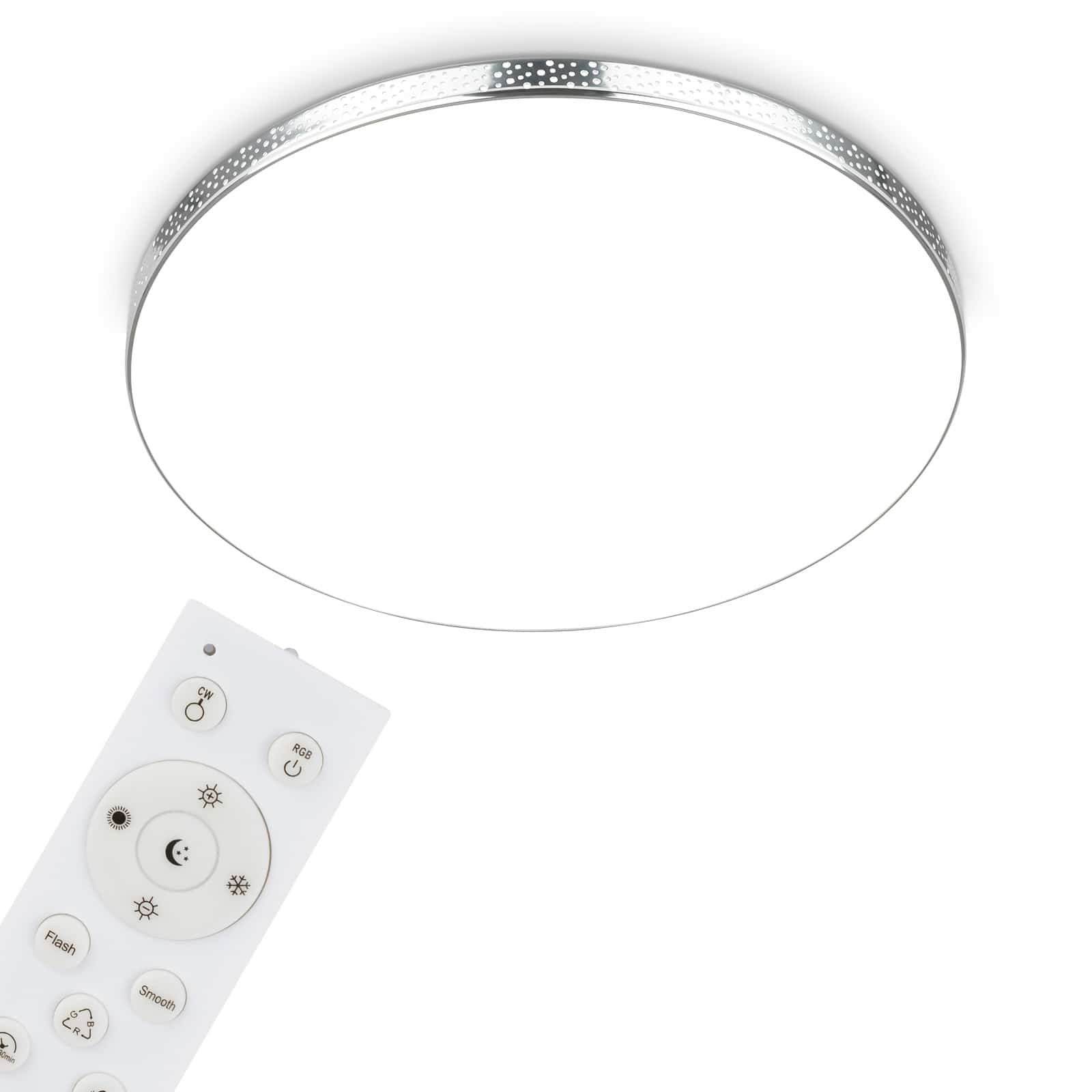 Levně BRILO 3679-118 RGB-CCT LED stropní svítidlo, pr. 45,5 cm, 24W, 2700 lm, chrom - BRILO