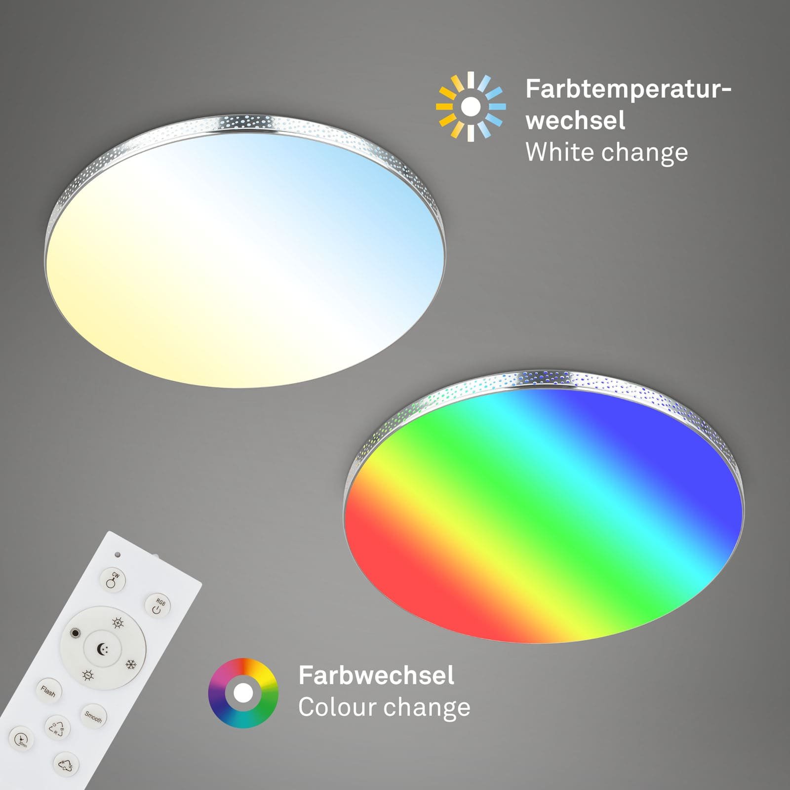 BRILO 3679-118 RGB-CCT LED stropní svítidlo, pr. 45,5 cm, 24W, 2700 lm, chrom - BRILO (obrázek 4)