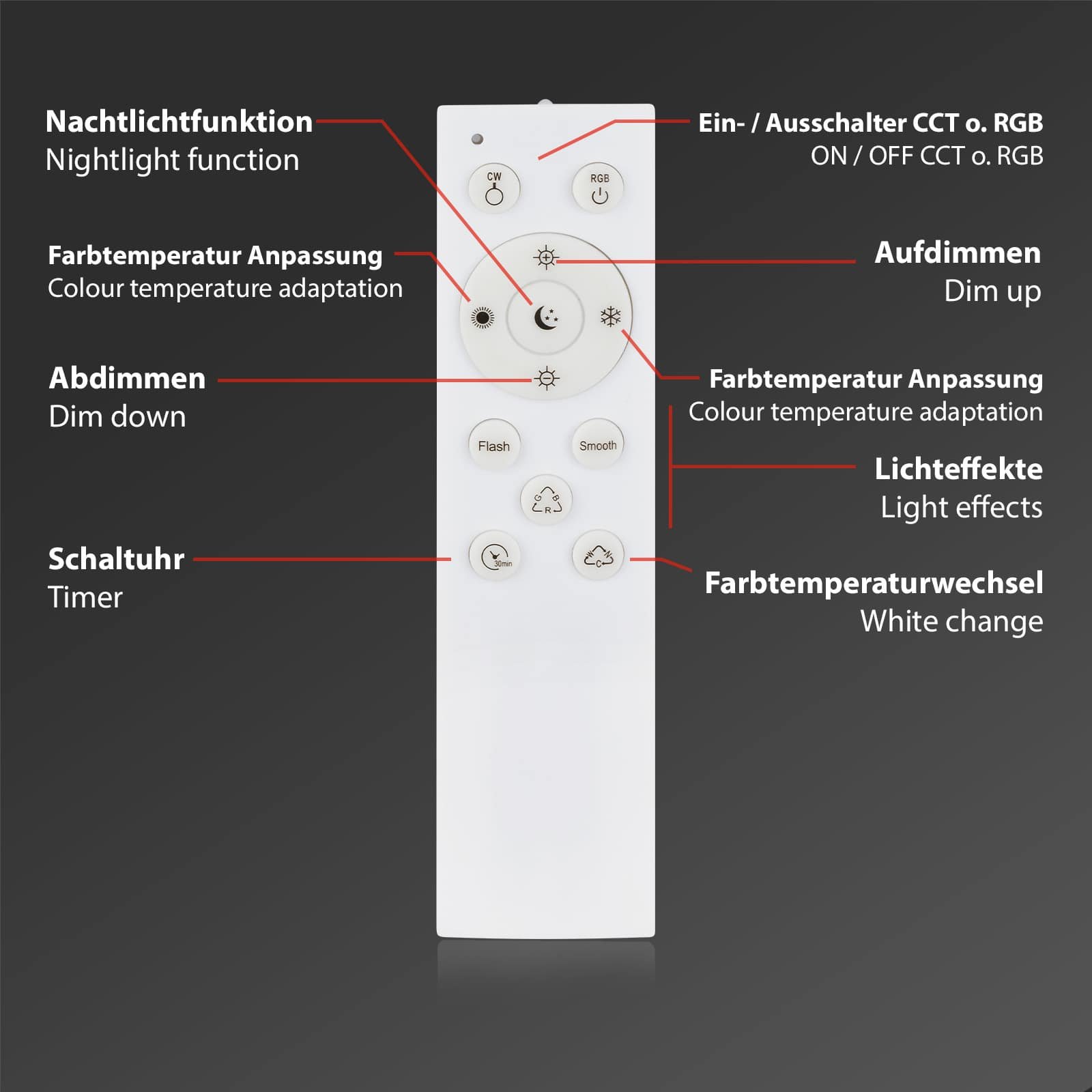 BRILO 3679-118 RGB-CCT LED stropní svítidlo, pr. 45,5 cm, 24W, 2700 lm, chrom - BRILO (obrázek 9)