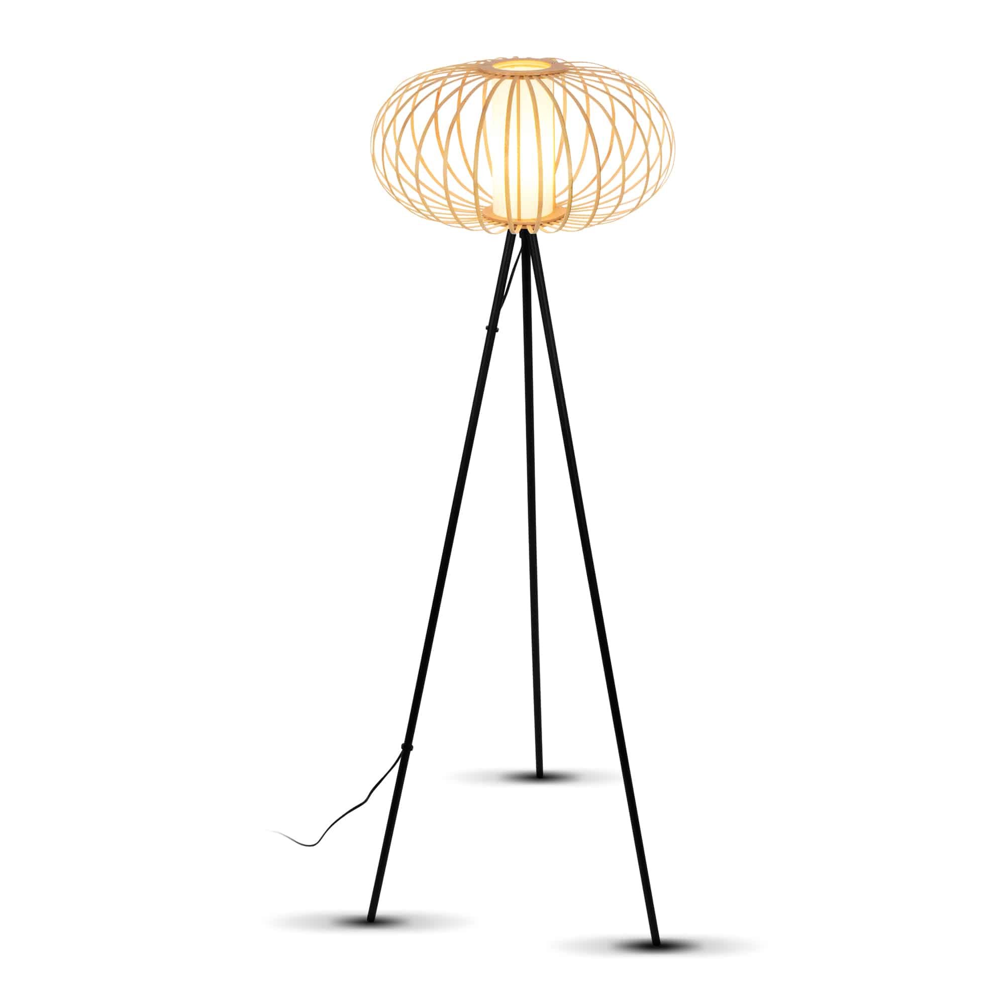 BRI 1759011 Stojací svítidlo, 153 cm, 1x E27, max. 10W, barva dřeva - BRILONER