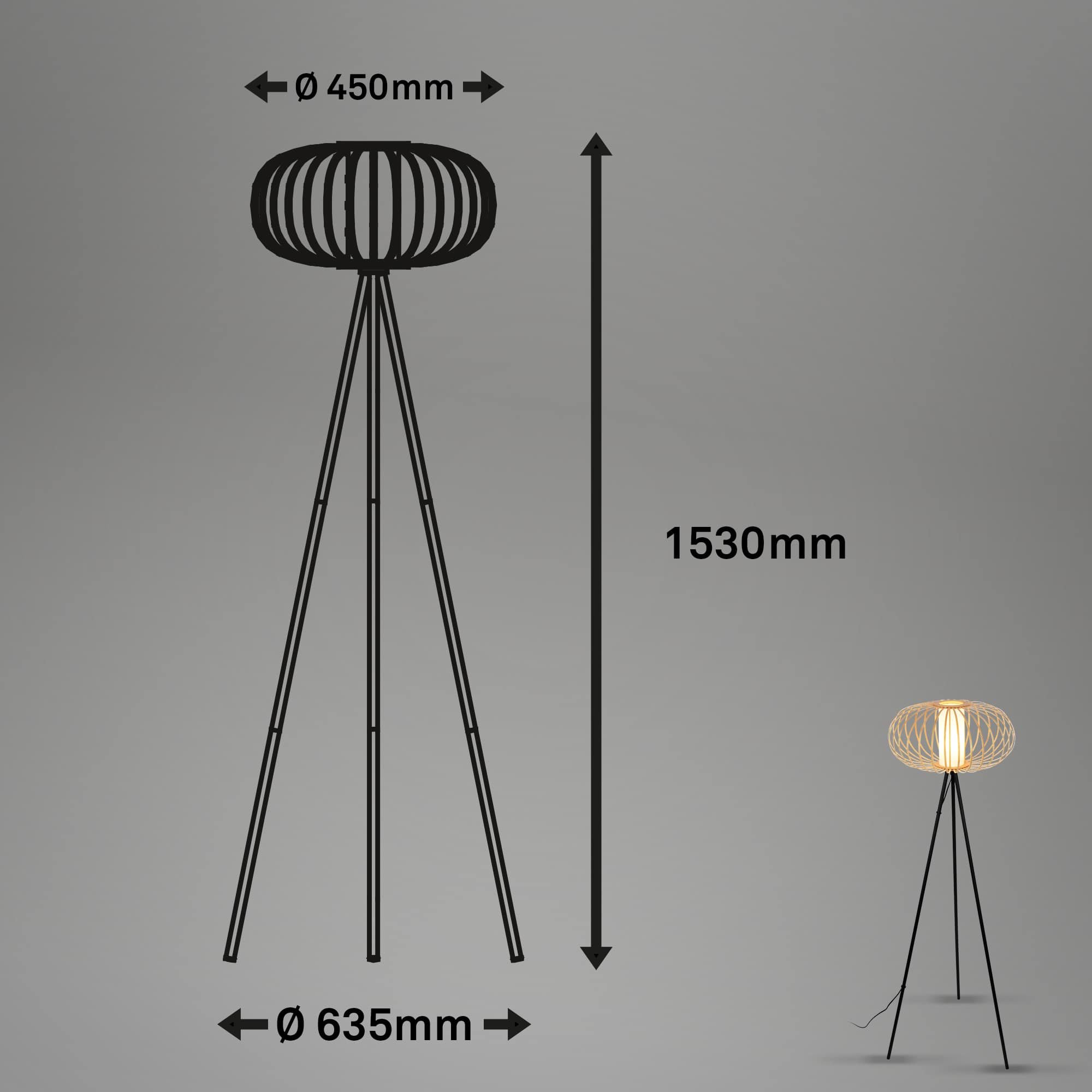 BRI 1759011 Stojací svítidlo, 153 cm, 1x E27, max. 10W, barva dřeva - BRILONER (obrázek 8)