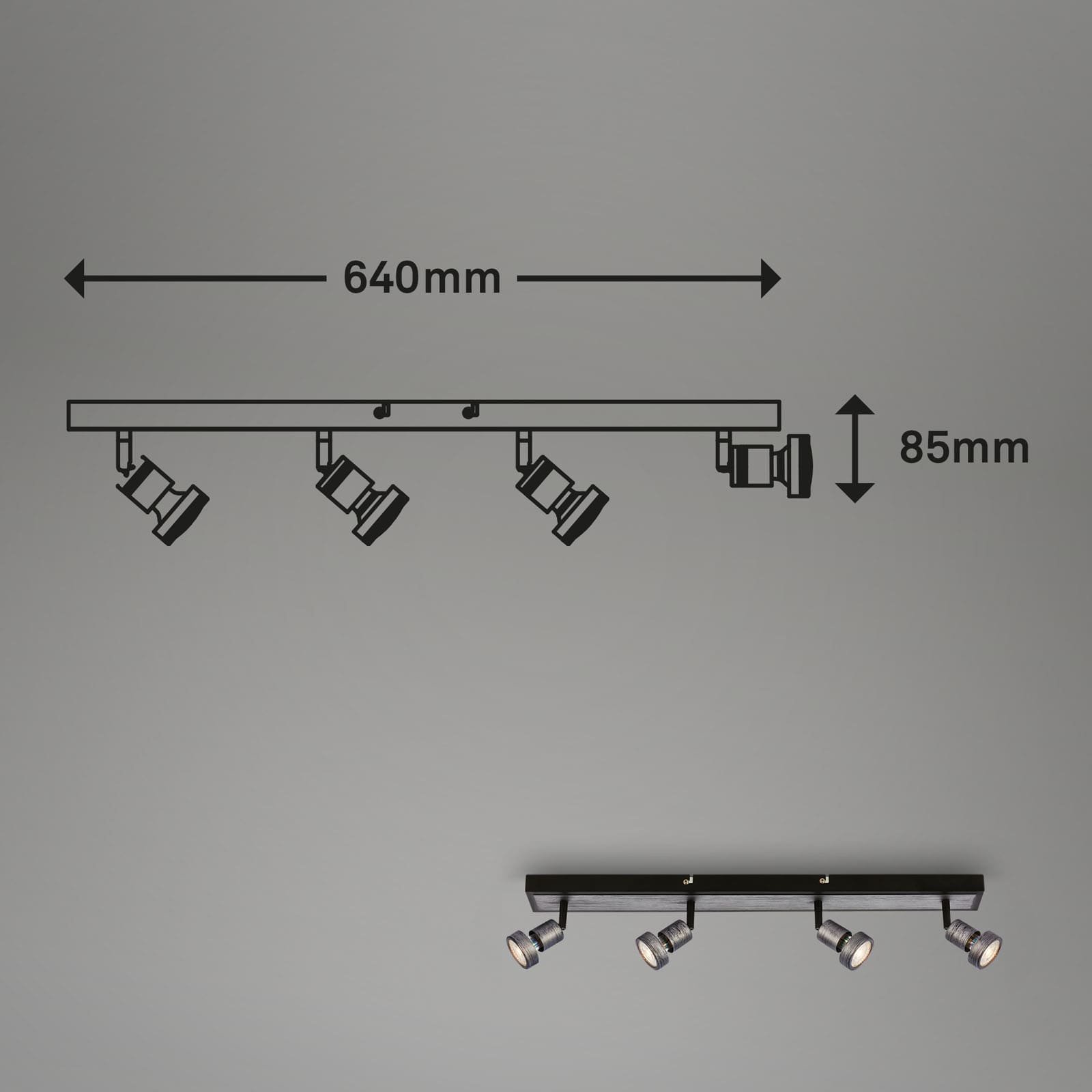 BRI 2927-044 LED bodové svítidlo, 64 cm, 4x GU10, 4,9 W, 460 lm, antická stříbrná - BRILONER (obrázek 5)