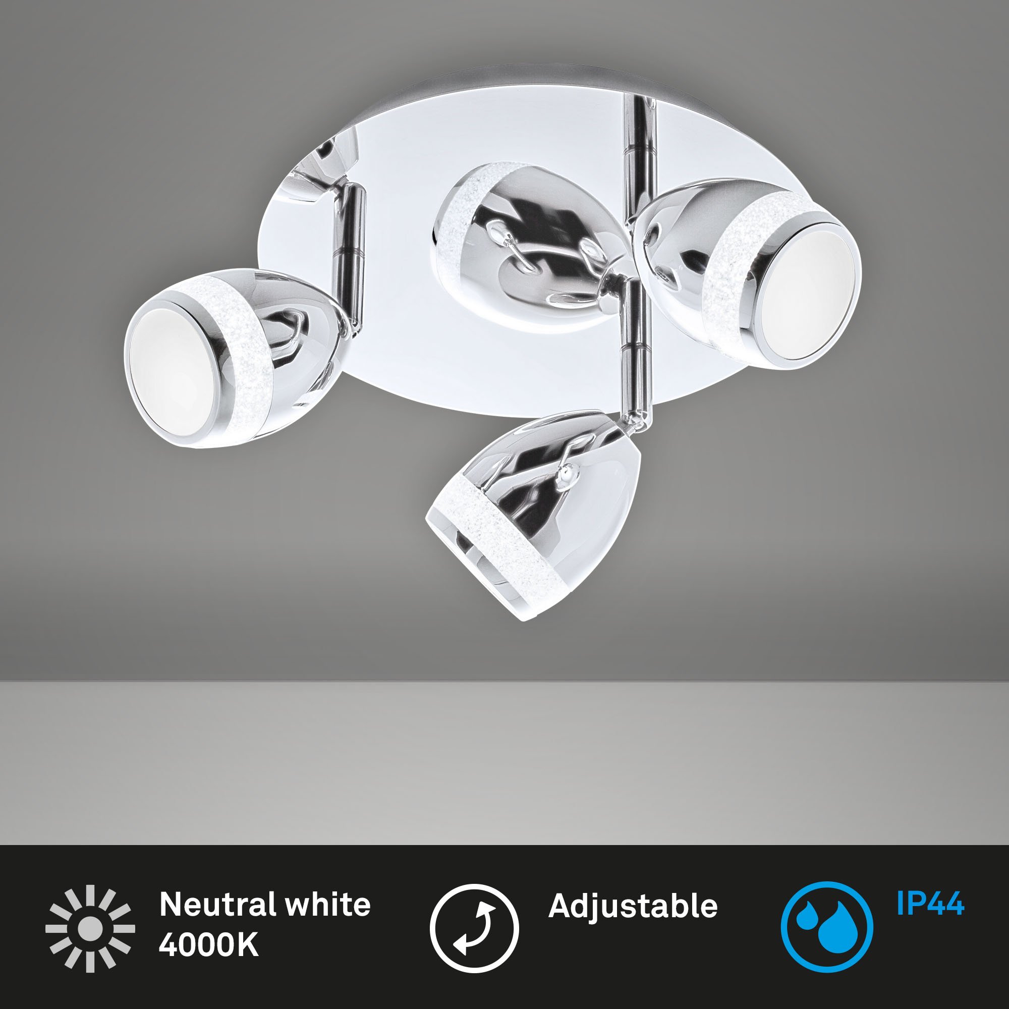 BRI 2995-038R LED bodové svítidlo pr. 22 cm 3x4W 350lm chrom - BRILONER (obrázek 2)
