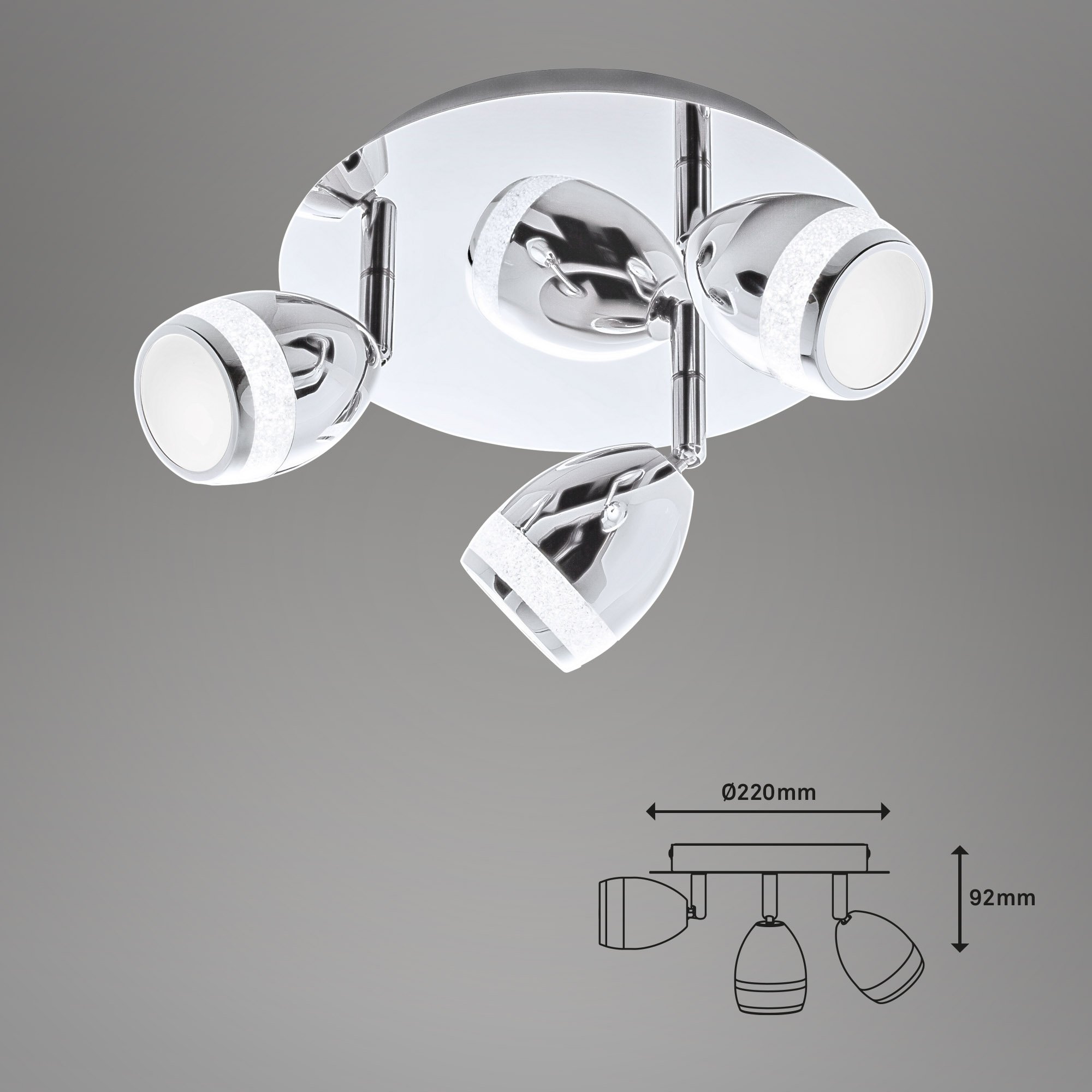 BRI 2995-038R LED bodové svítidlo pr. 22 cm 3x4W 350lm chrom - BRILONER (obrázek 4)