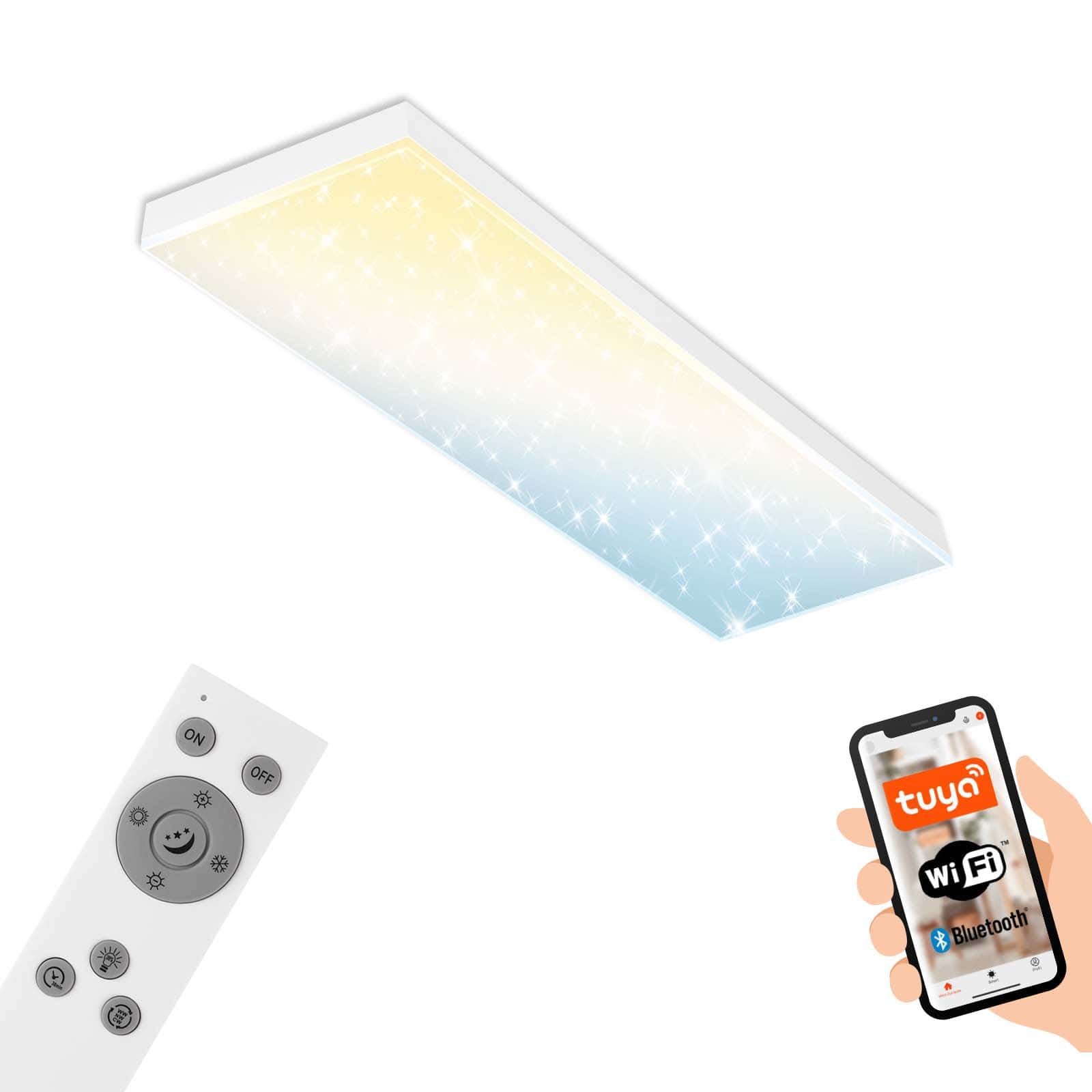 BRILO 7383-016 Hvězdné nebe CCT svítidlo LED panel, 100 cm, 28 W, 3000 lm, bílé - BRILO