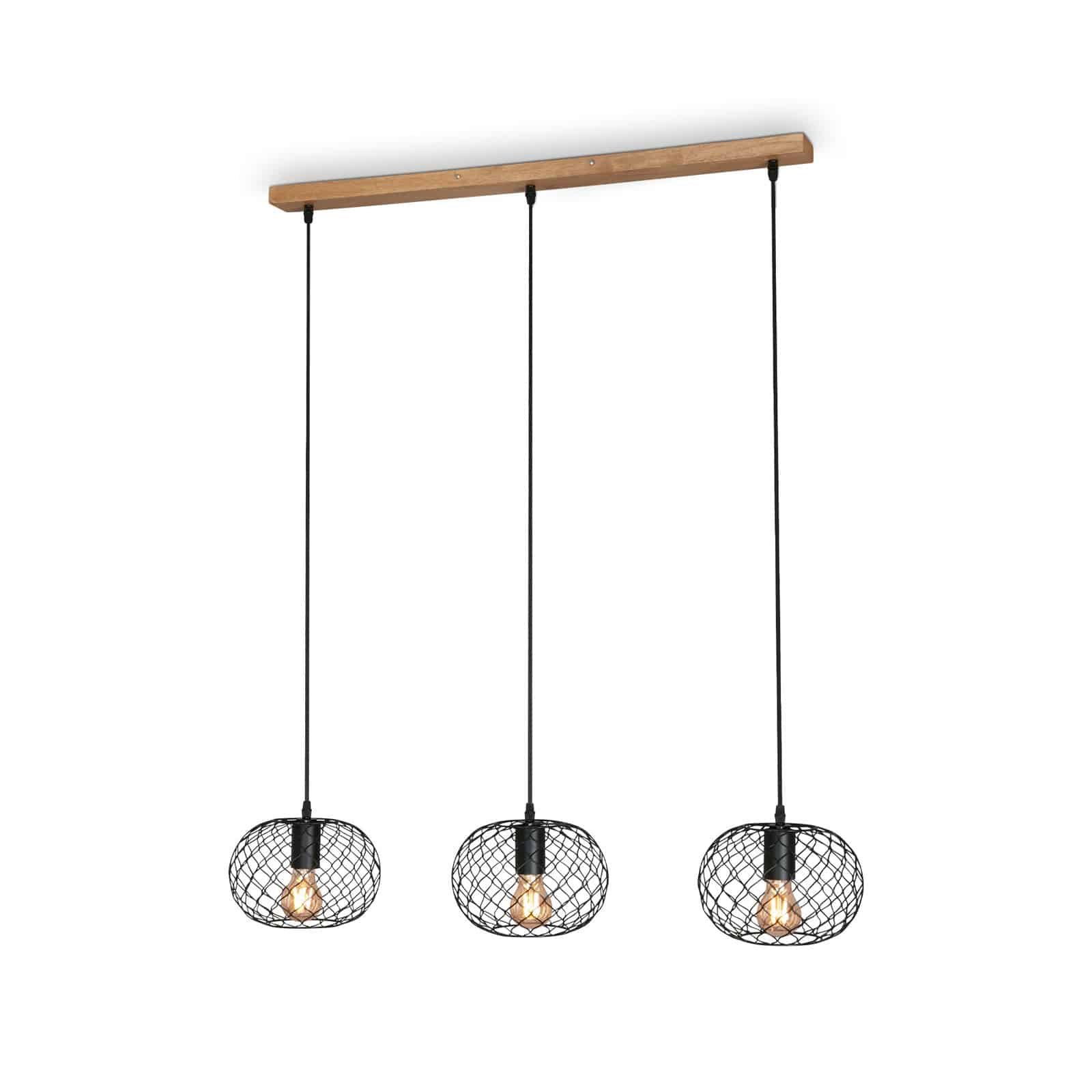 BRILO 4037-035 Závěsné svítidlo, 90 cm, max. 40 W, černá-dřevo - BRILO