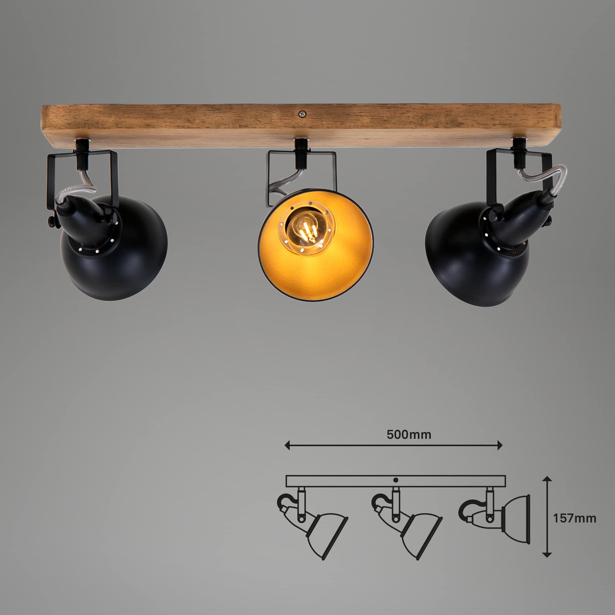 BRI 2901-035 Bodové svítidlo 50 cm 3x E14 25W černá - BRILONER (obrázek 7)