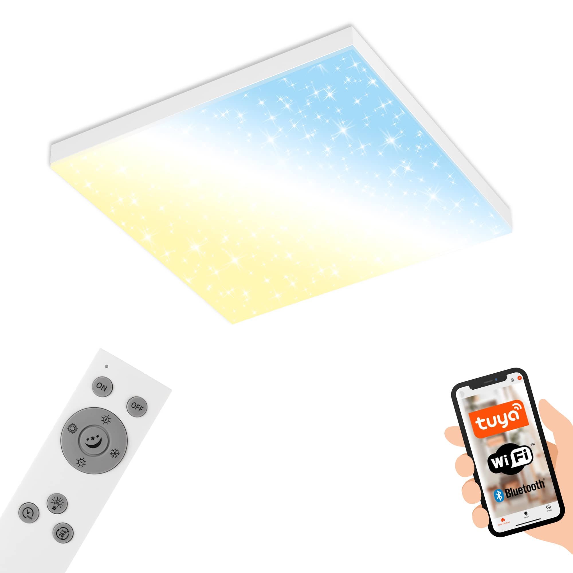 Levně BRILO 7382-016 Hvězdné nebe CCT svítidlo LED panel, 45cm, 24 W, 2500 lm, bílé - BRILO