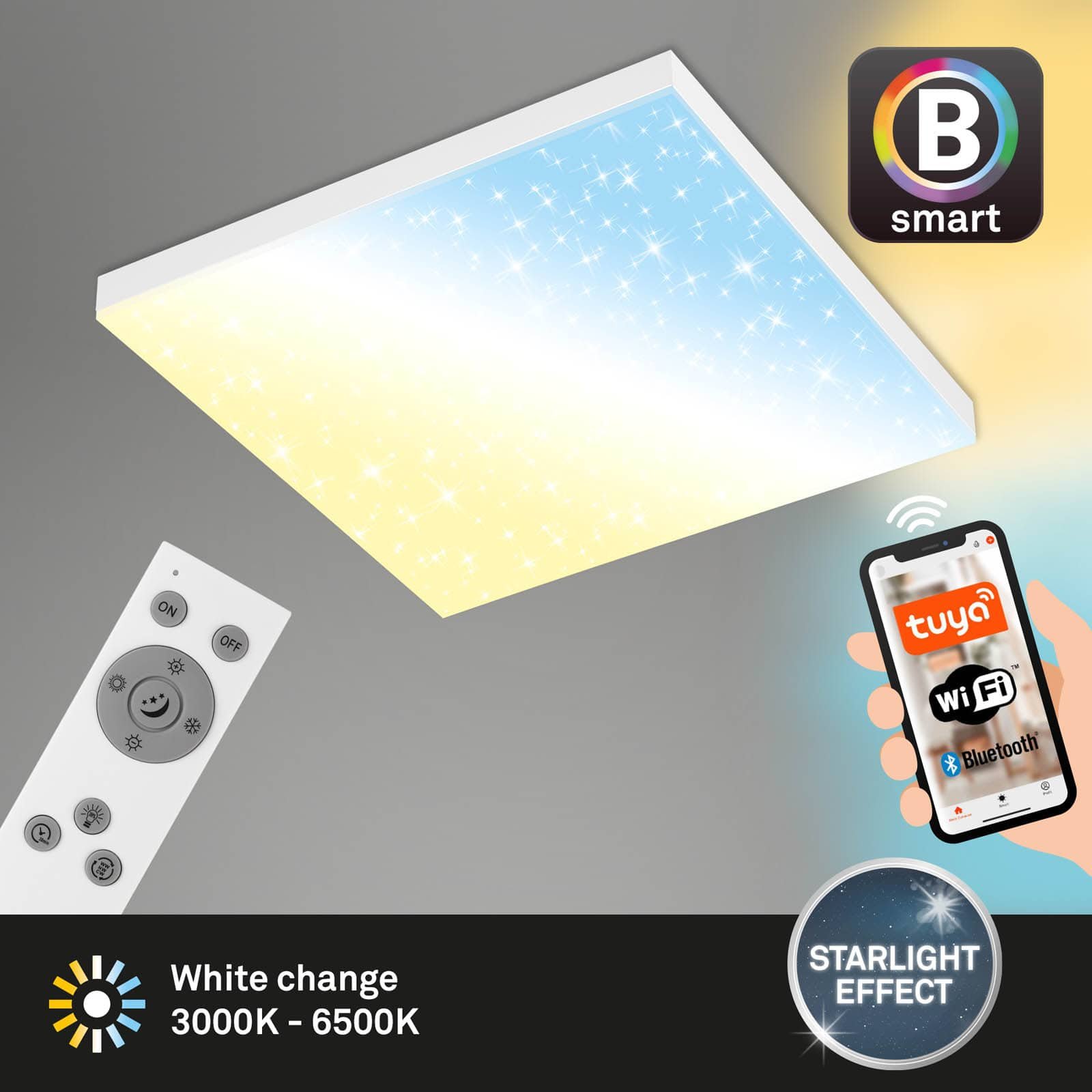 BRILO 7382-016 Hvězdné nebe CCT svítidlo LED panel, 45cm, 24 W, 2500 lm, bílé - BRILO (obrázek 3)