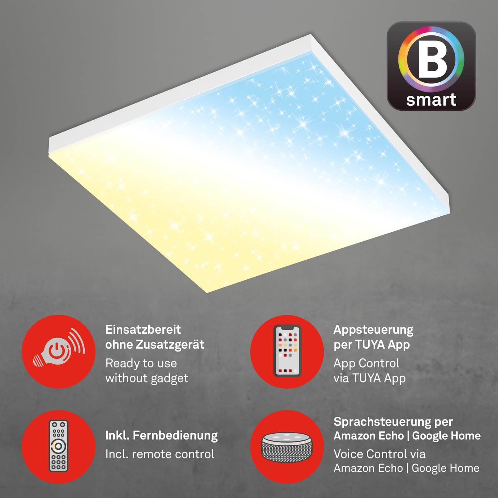 BRILO 7382-016 Hvězdné nebe CCT svítidlo LED panel, 45cm, 24 W, 2500 lm, bílé - BRILO (obrázek 4)