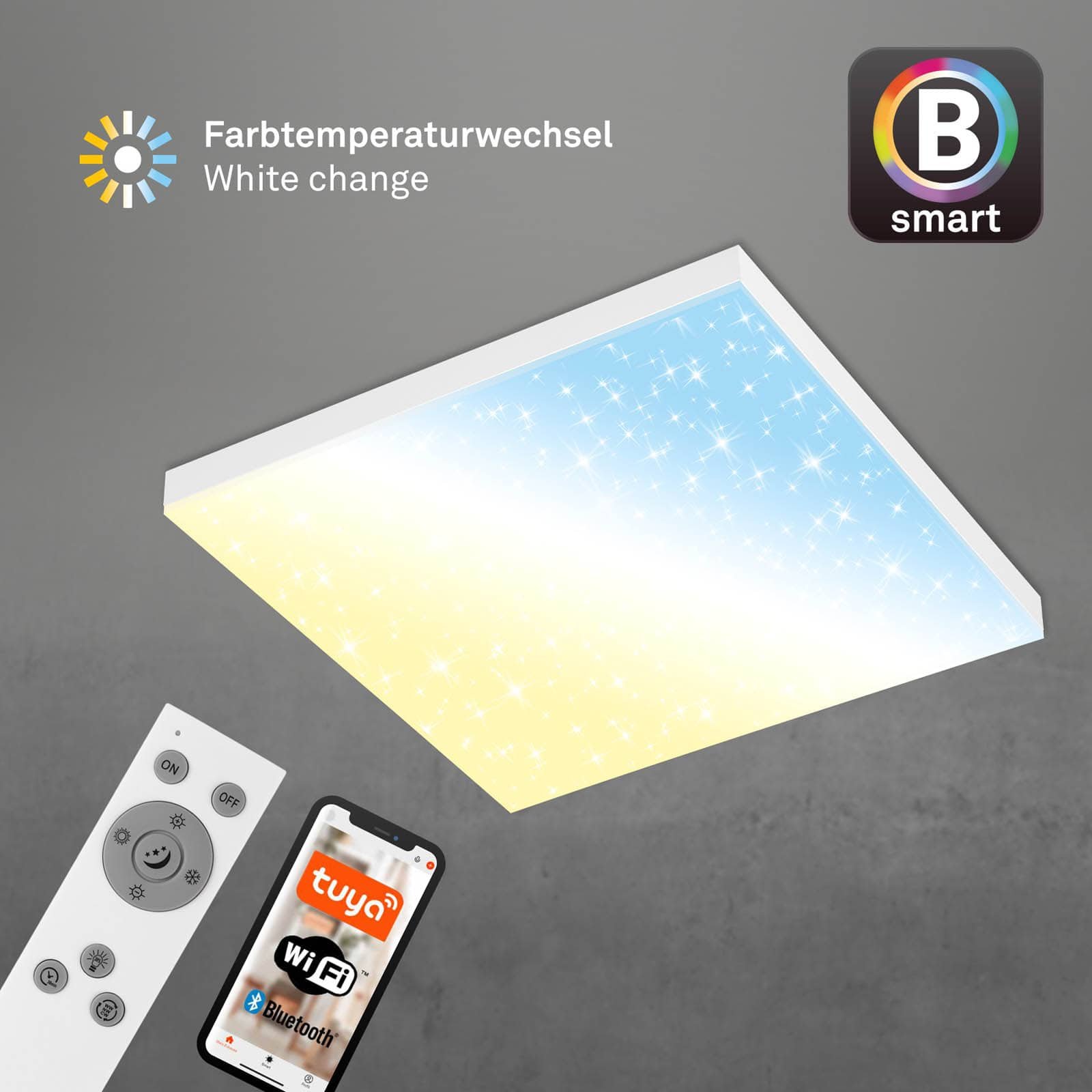 BRILO 7382-016 Hvězdné nebe CCT svítidlo LED panel, 45cm, 24 W, 2500 lm, bílé - BRILO (obrázek 5)