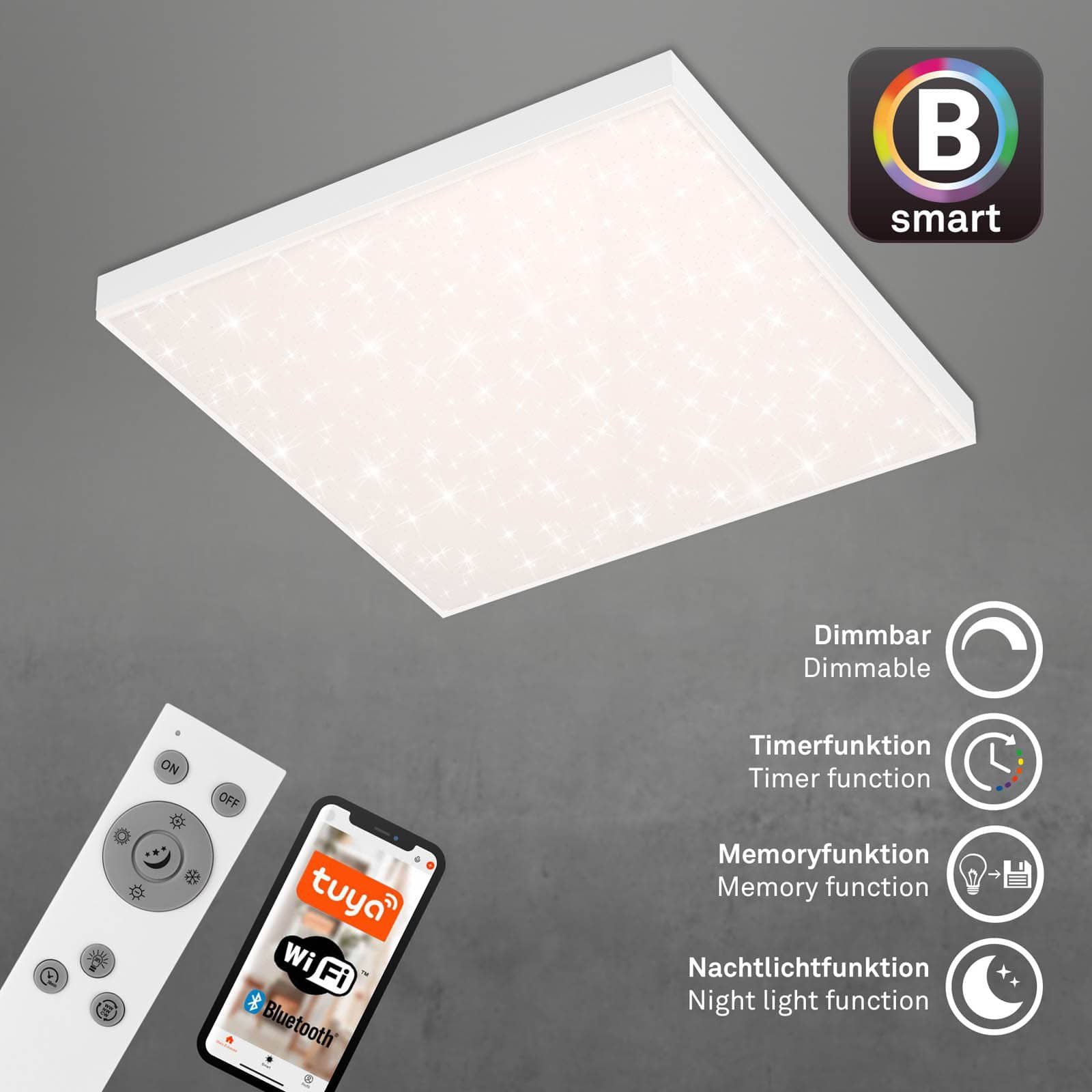 BRILO 7382-016 Hvězdné nebe CCT svítidlo LED panel, 45cm, 24 W, 2500 lm, bílé - BRILO (obrázek 6)
