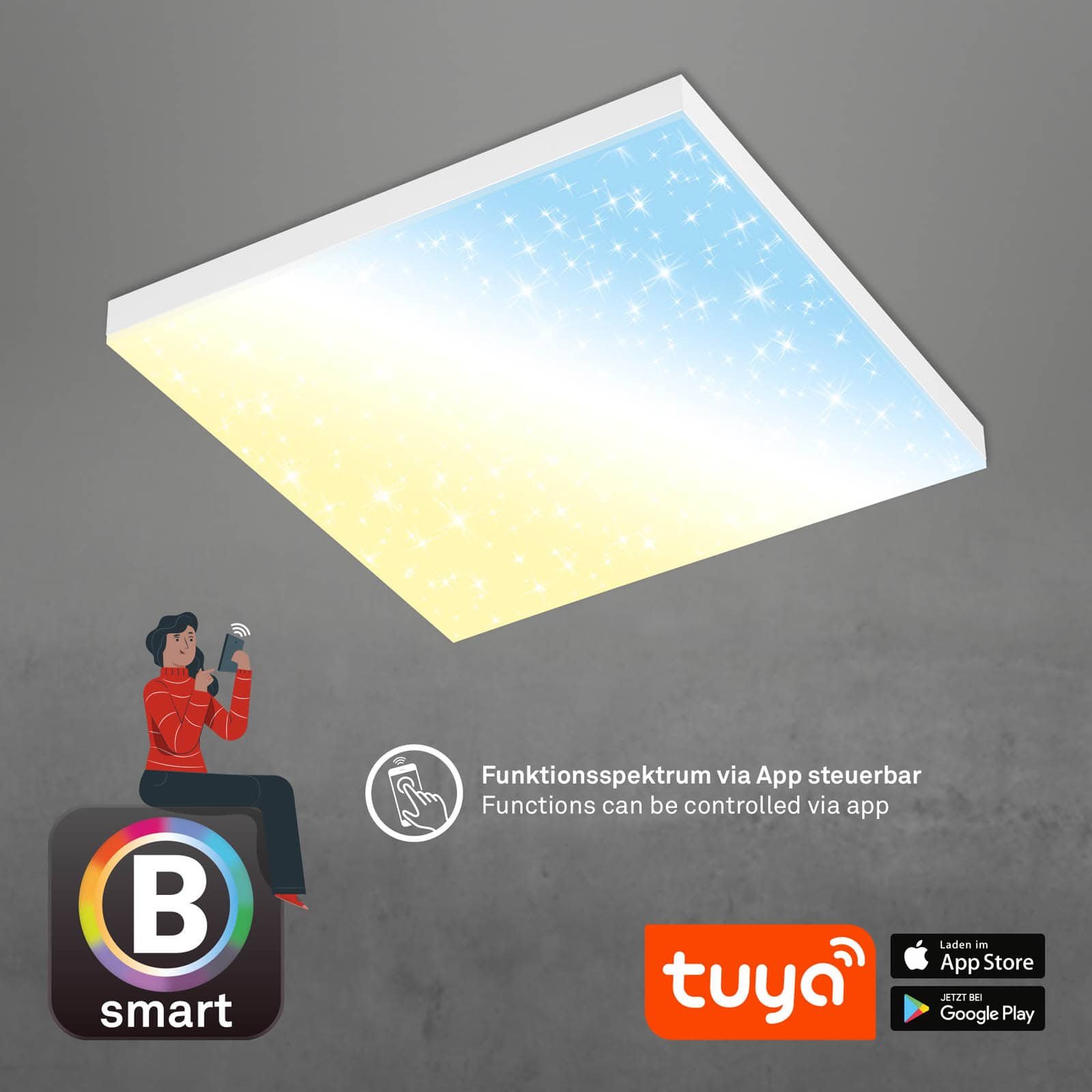 BRILO 7382-016 Hvězdné nebe CCT svítidlo LED panel, 45cm, 24 W, 2500 lm, bílé - BRILO (obrázek 7)