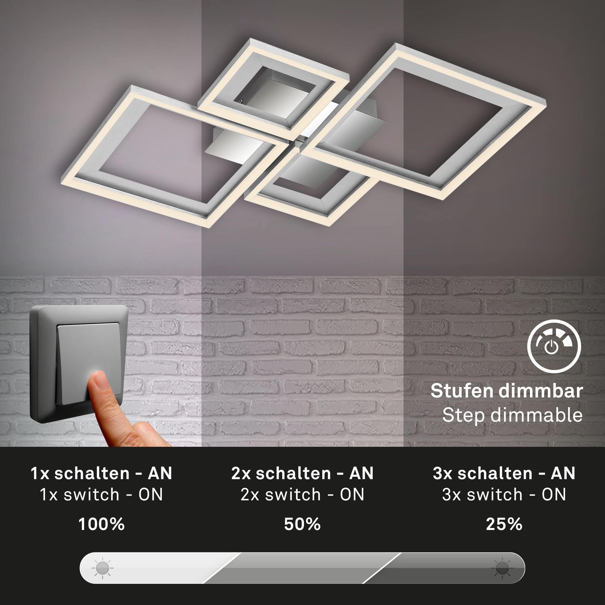 BRILO 3727-019 LED stropní svítidlo, 53 cm, 24 W, 120 lm, hliník-chrom - BRILO (obrázek 5)