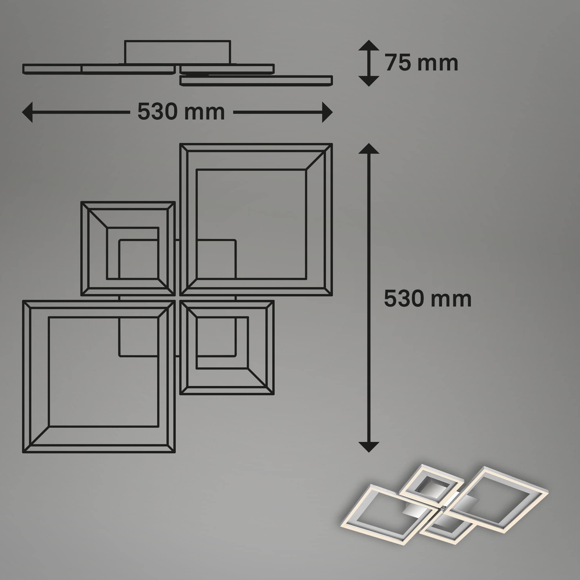 BRILO 3727-019 LED stropní svítidlo, 53 cm, 24 W, 120 lm, hliník-chrom - BRILO (obrázek 8)