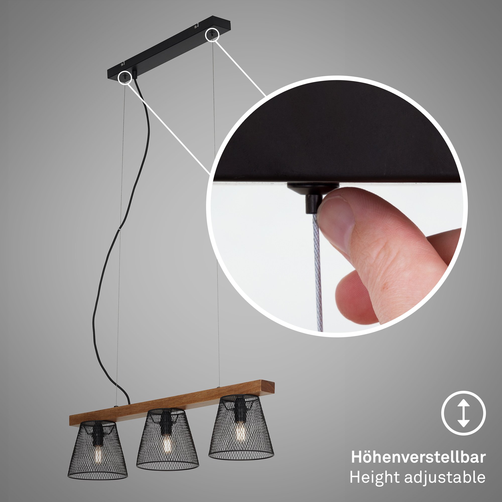 BRI 4077-035 Závěsné svítidlo, 65 cm, max. 25 W, černá - BRILONER (obrázek 4)