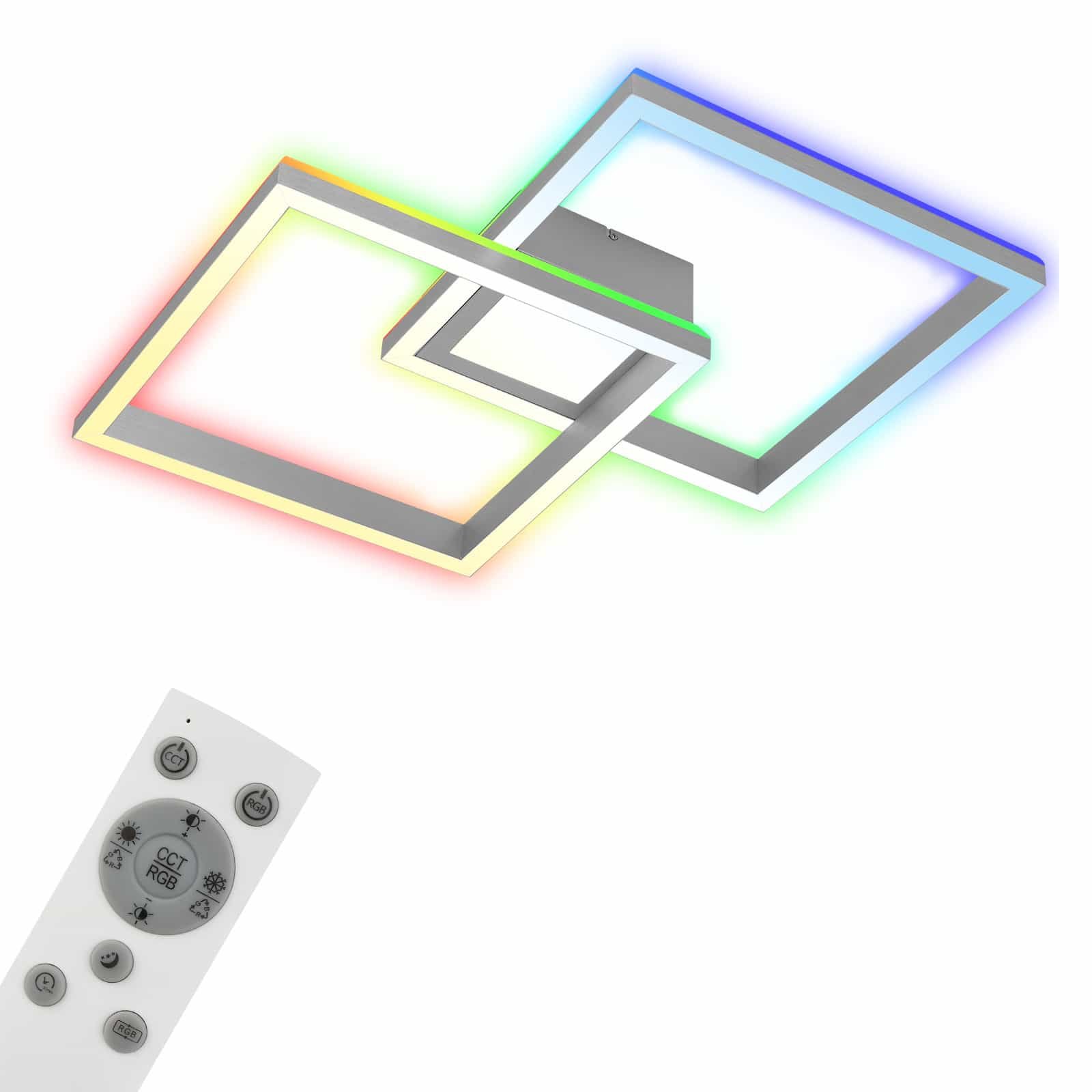 Levně BRILO 3755-019 RGB CCT LED stropní svítidlo, 59,7 cm, 44 W, 4400 lm, hliník - BRILO