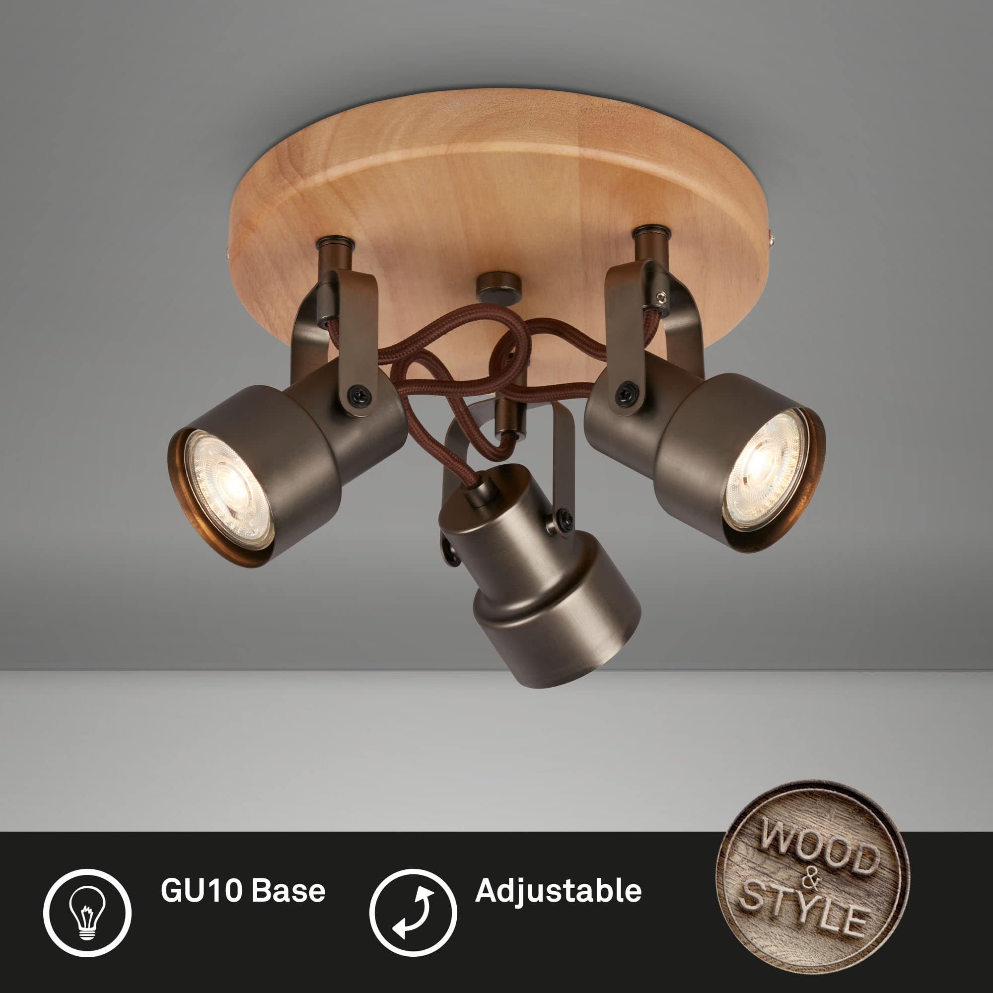 BRILO 2872-035 Bodové svítidlo pr. 21 cm 3xGU10 15W 1380lm antická šedá - BRILO (obrázek 2)