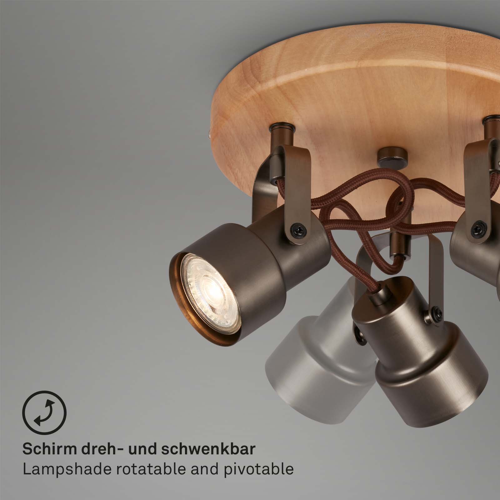 BRILO 2872-035 Bodové svítidlo pr. 21 cm 3xGU10 15W 1380lm antická šedá - BRILO (obrázek 3)