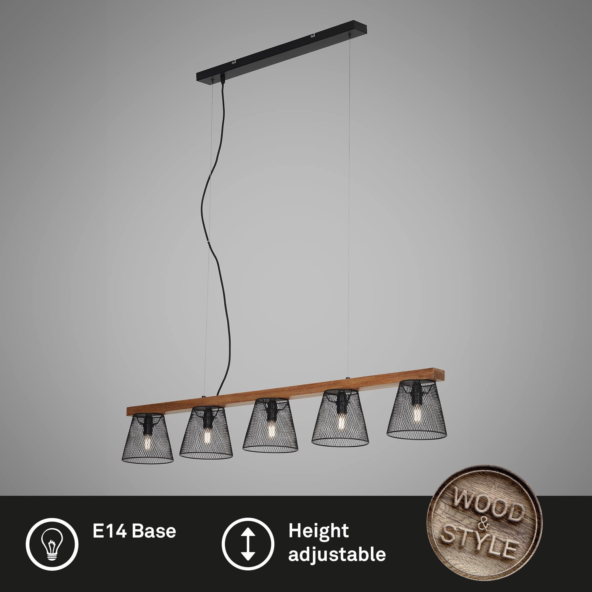 BRI 4077-055 Závěsné svítidlo, 110 cm, max. 25 W, černá - BRILONER (obrázek 2)